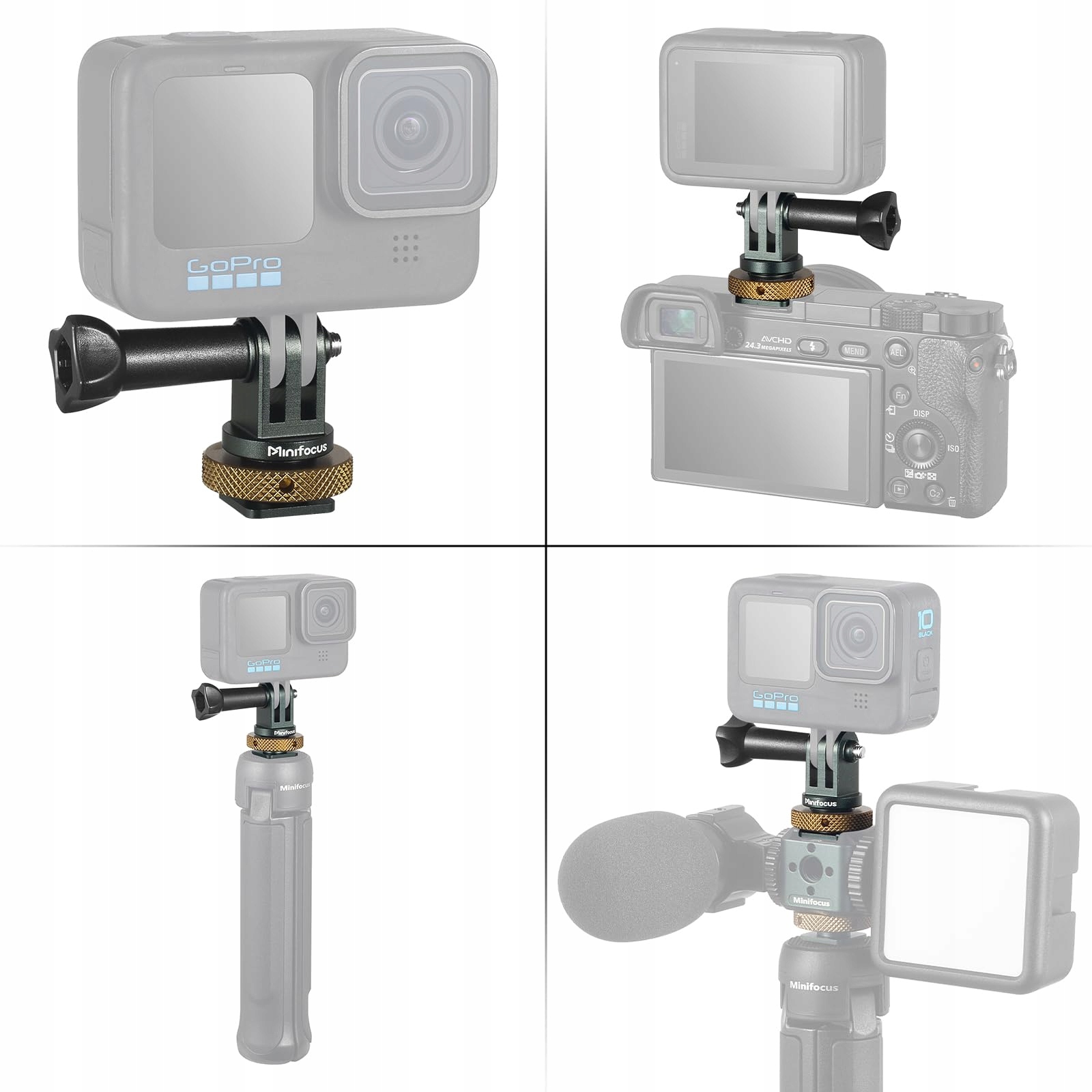 ADAPTER COLD SHOE GOPRO KAMERA HERO DJI OSMO ACTION CAMPARK ALUMINIUM — miniatura 7