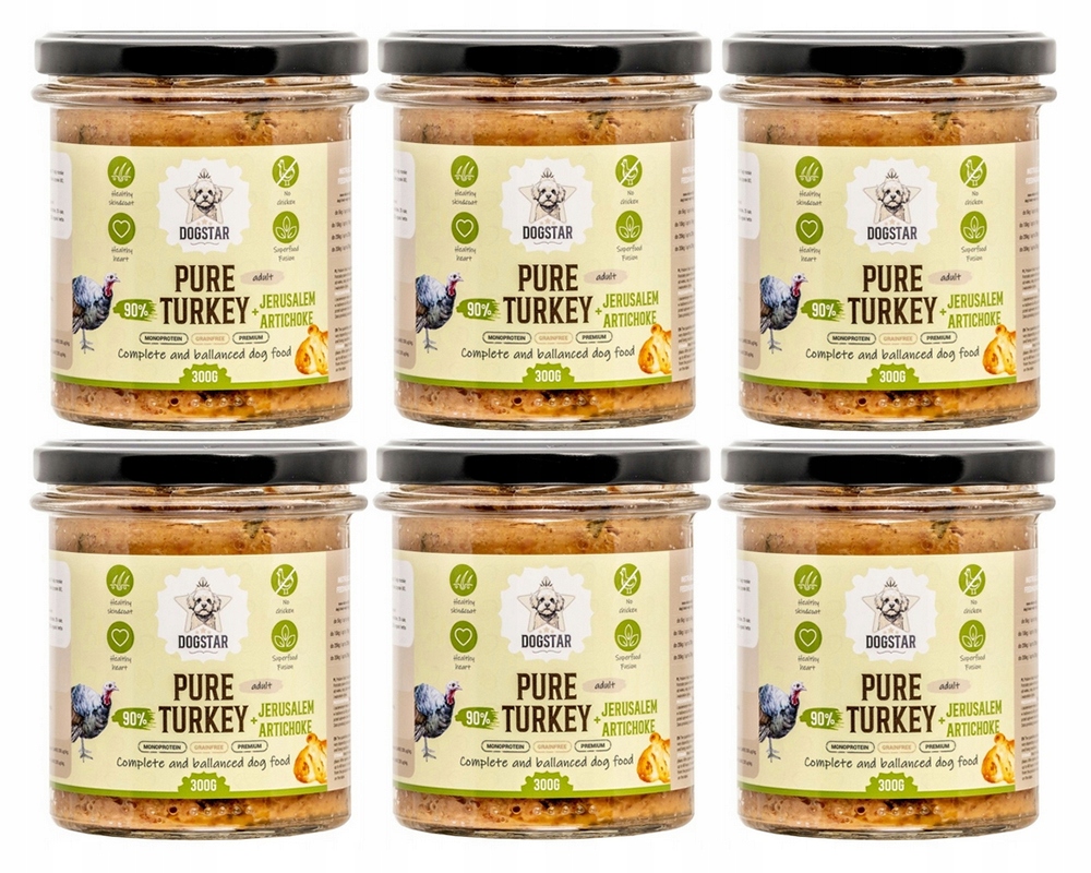 Karma dla psa Dogstar Pure Turkey Indyk z topinamburem jarmuż 300g X6