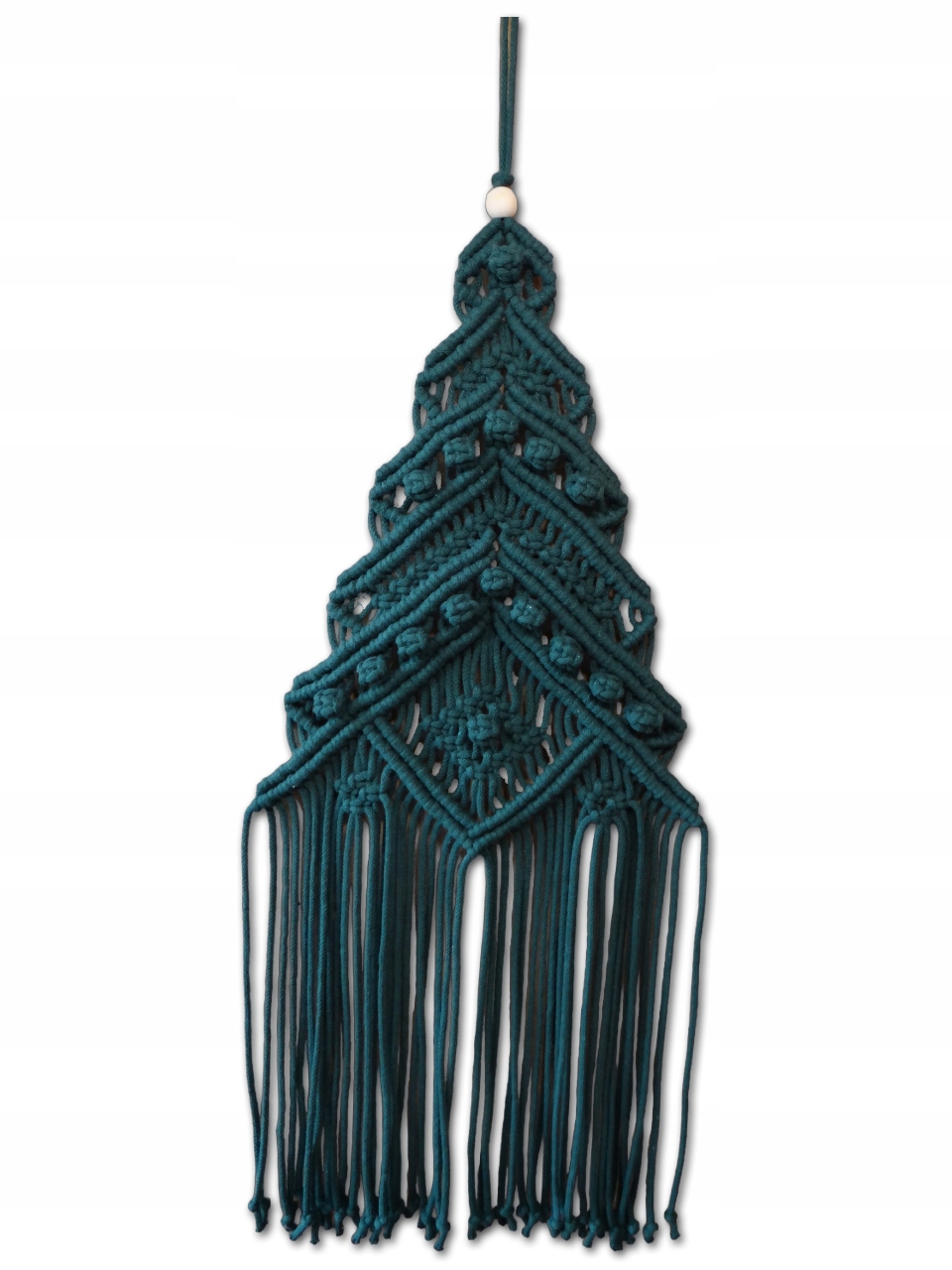 Makramé závěsná ozdoba na zeď Boho vánoční stromeček Vánoce bez světýlek