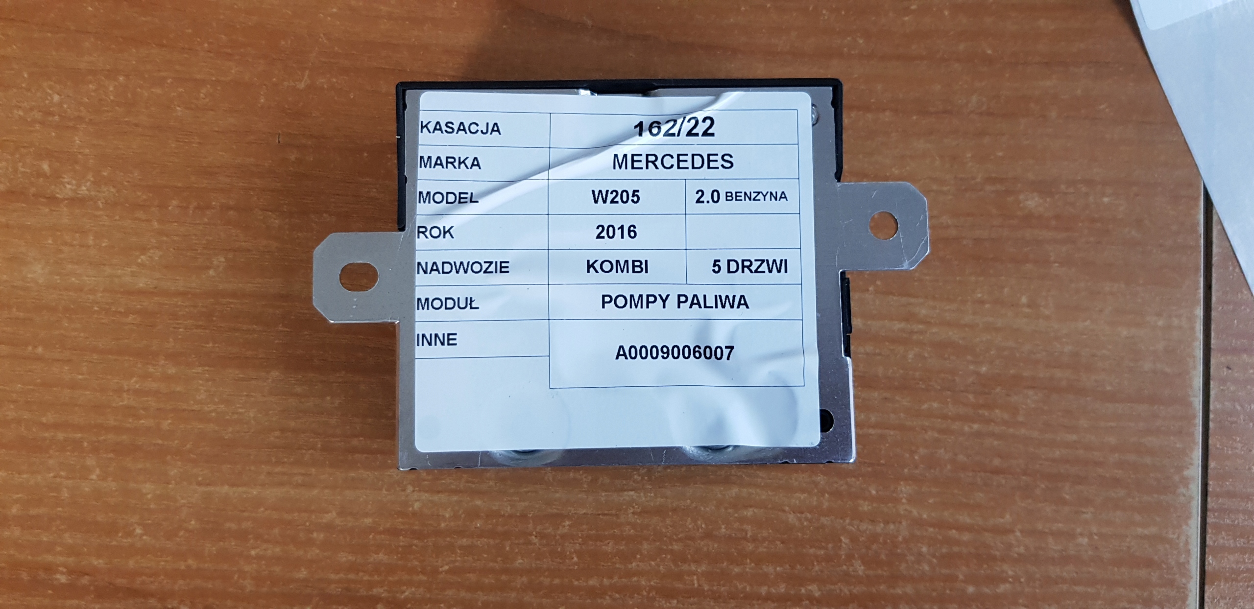 MERCEDES C W205 MODULE POMPY CARBURANT A0009006007