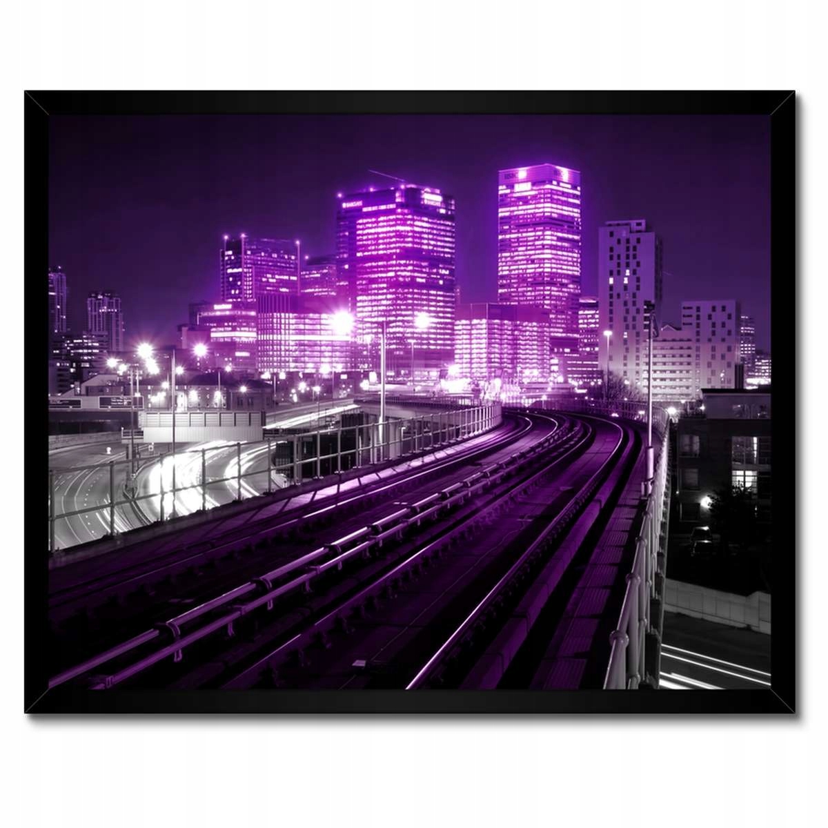 Plakáty v rámu 50x40 Fialové mrakodrapy ve městě