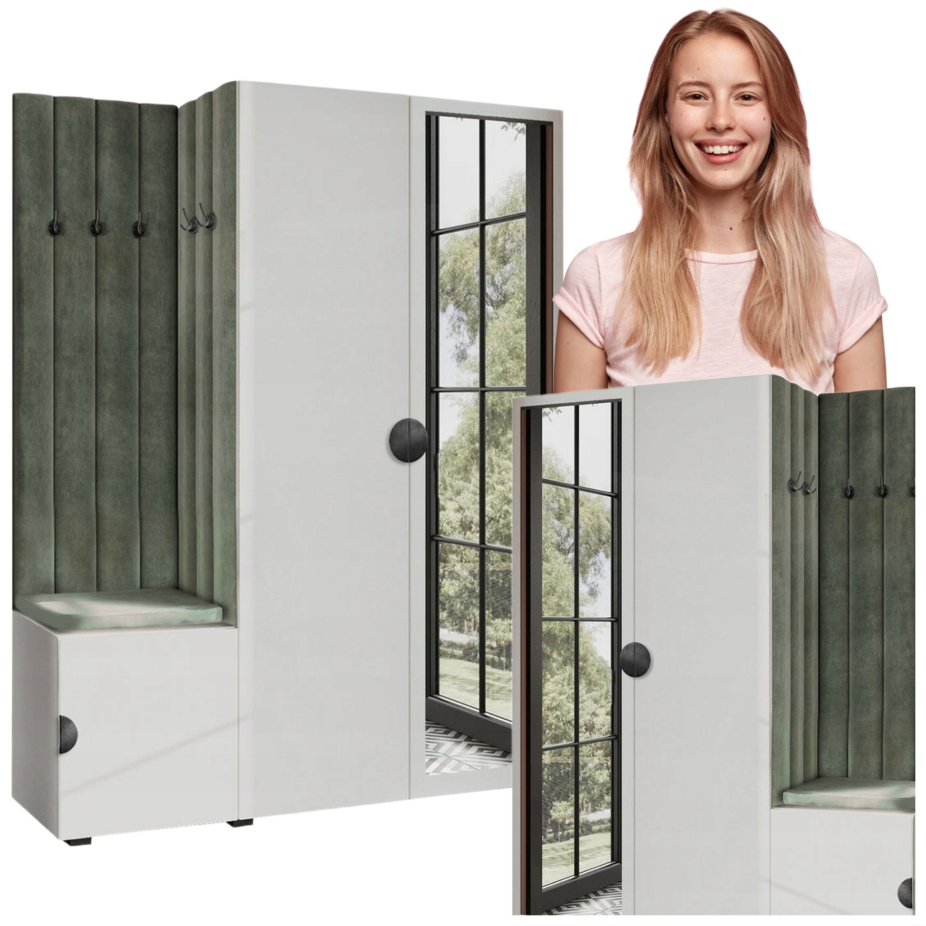 Předsíňová Skříň Do Předsíně S Sedákem A Zrcadlem, Bílá, Árie