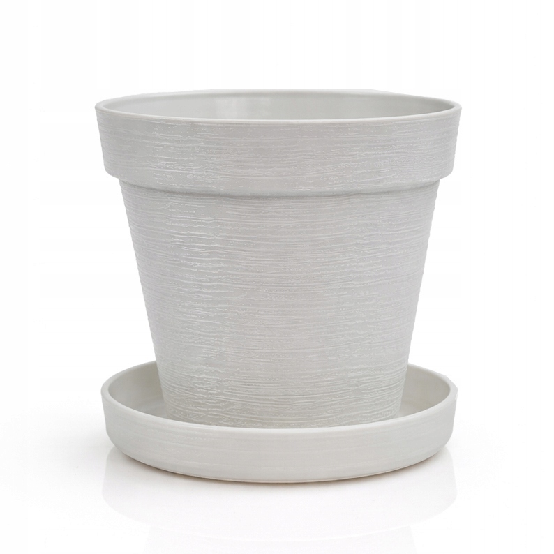 Doniczka LOFT 12 cm + Dopasowana Podstawka, Stylowy Zestaw EKO, SZARY 2