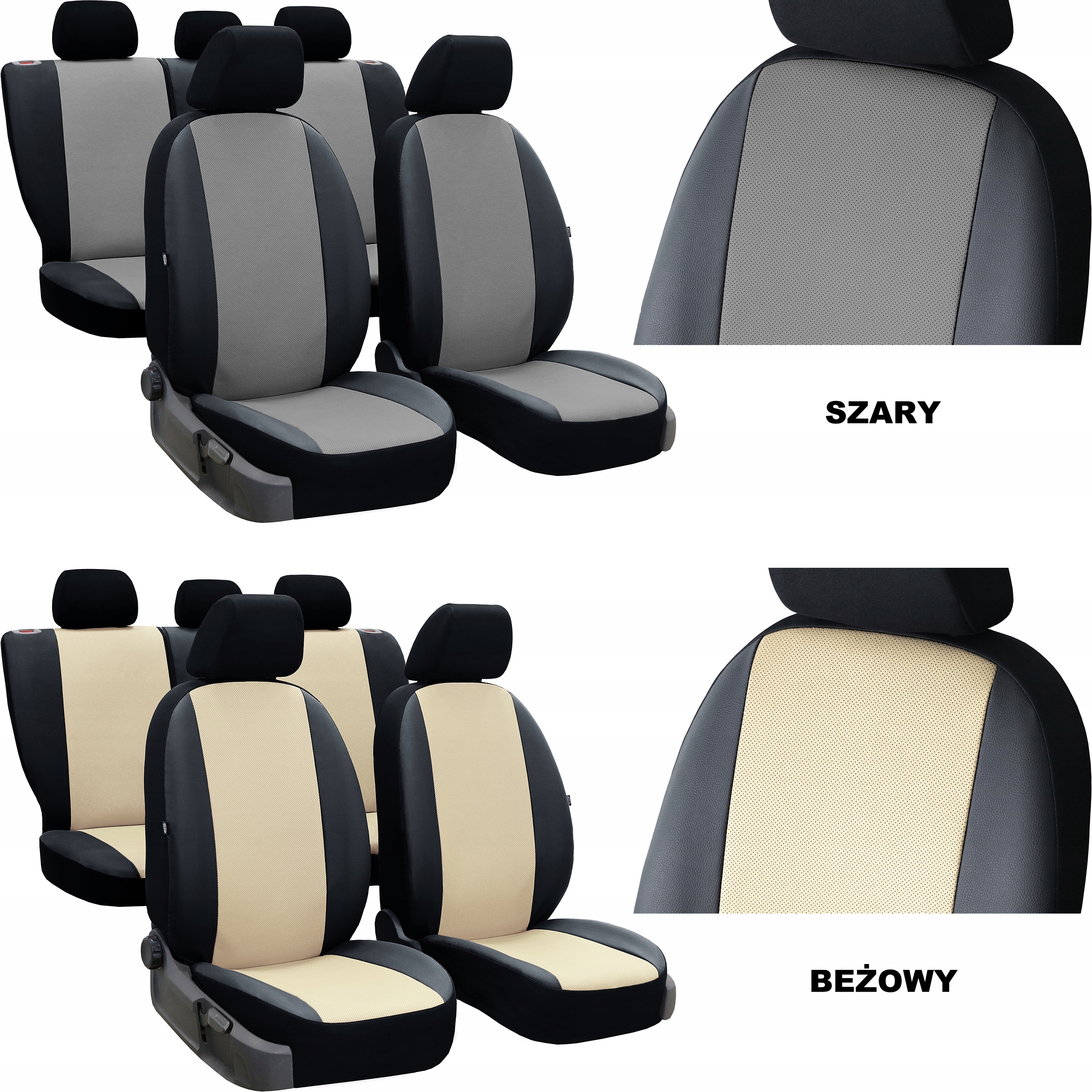 SKÓRZANE POKROWCE MIAROWE SAMOCHODOWE KOMPLET NA FOTELE do MAZDA 3 IV SEDAN Model Perline