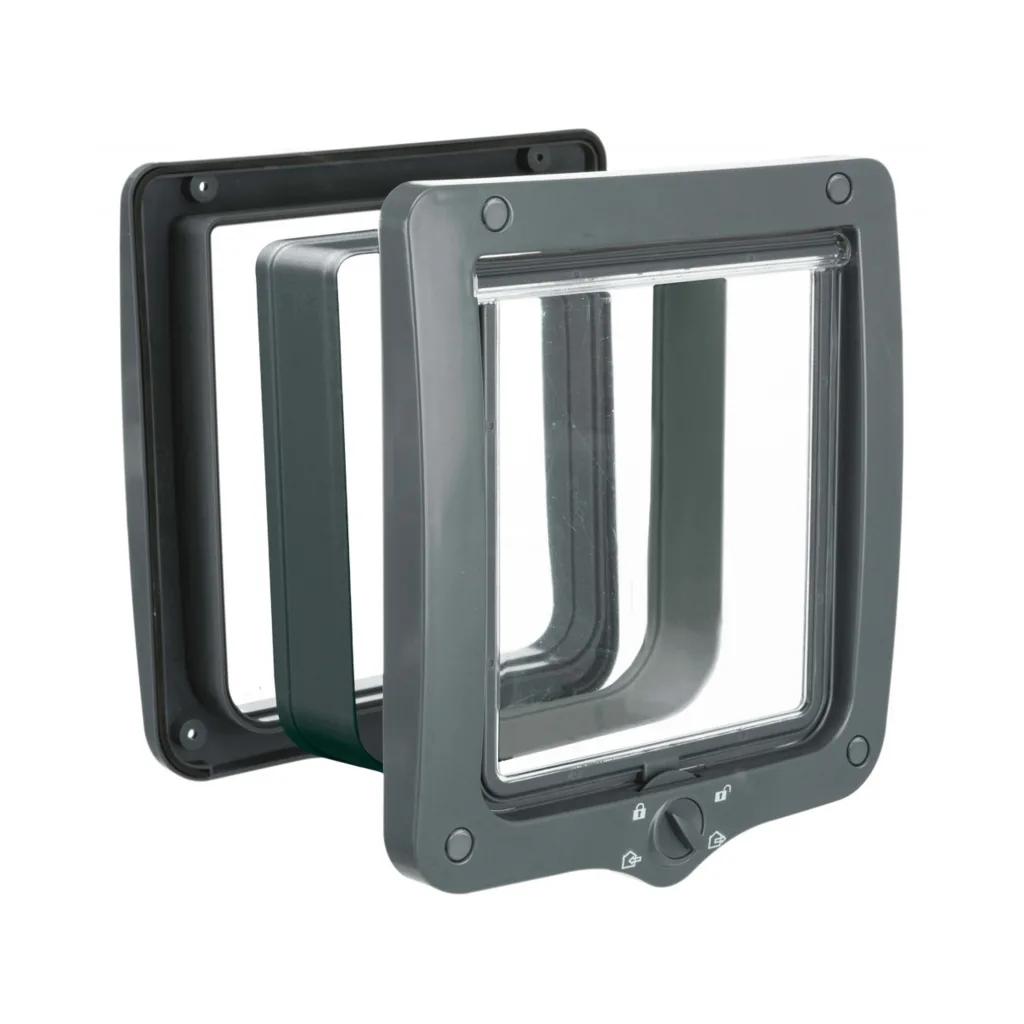 Levně Dvířka pro kočky 4-Way, s tunelem, XL: 24 × 28 cm, šedá