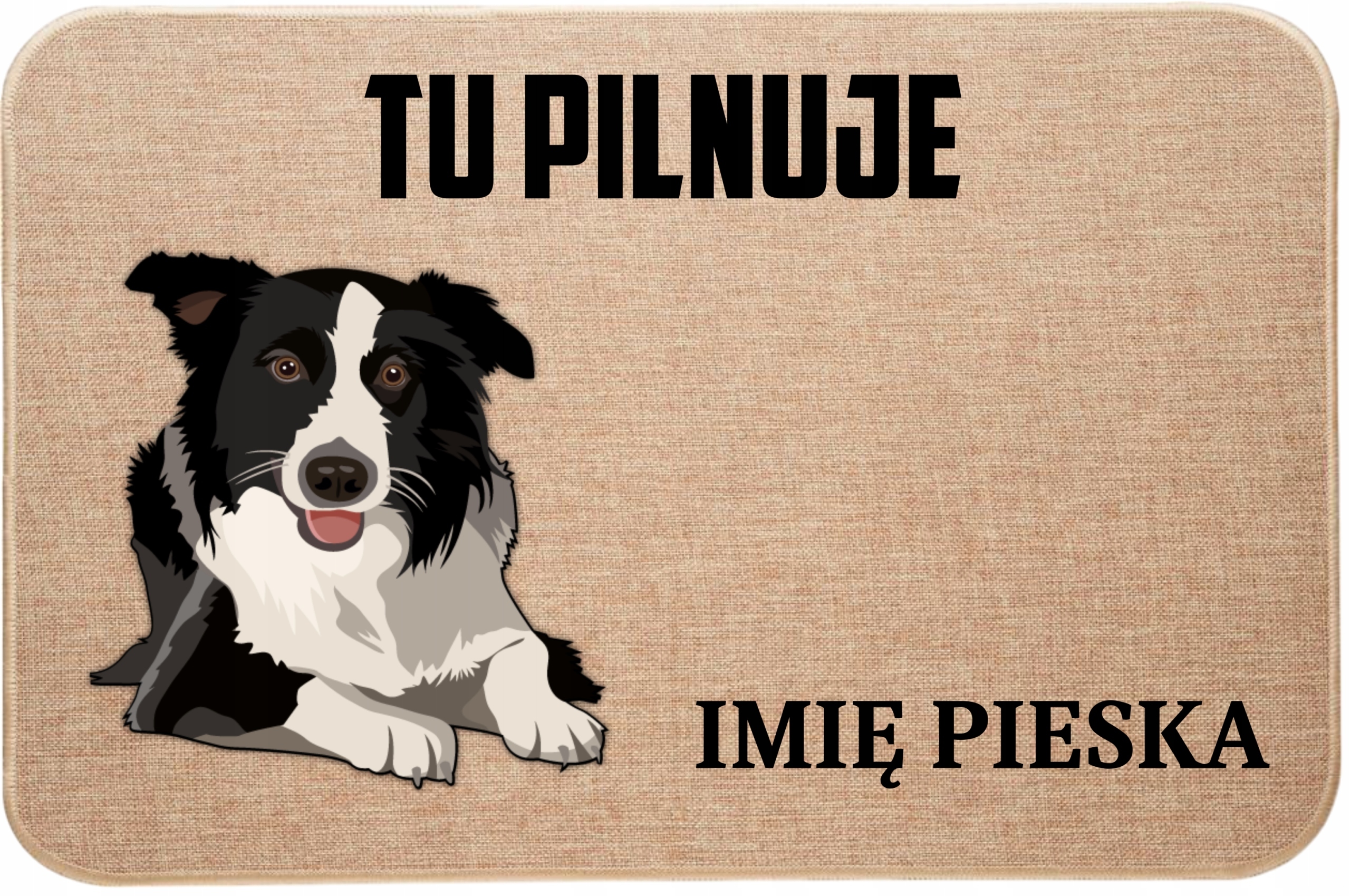 Ľanová Vstupná Stieračka Tu Stráži Meno Border Collie Darček