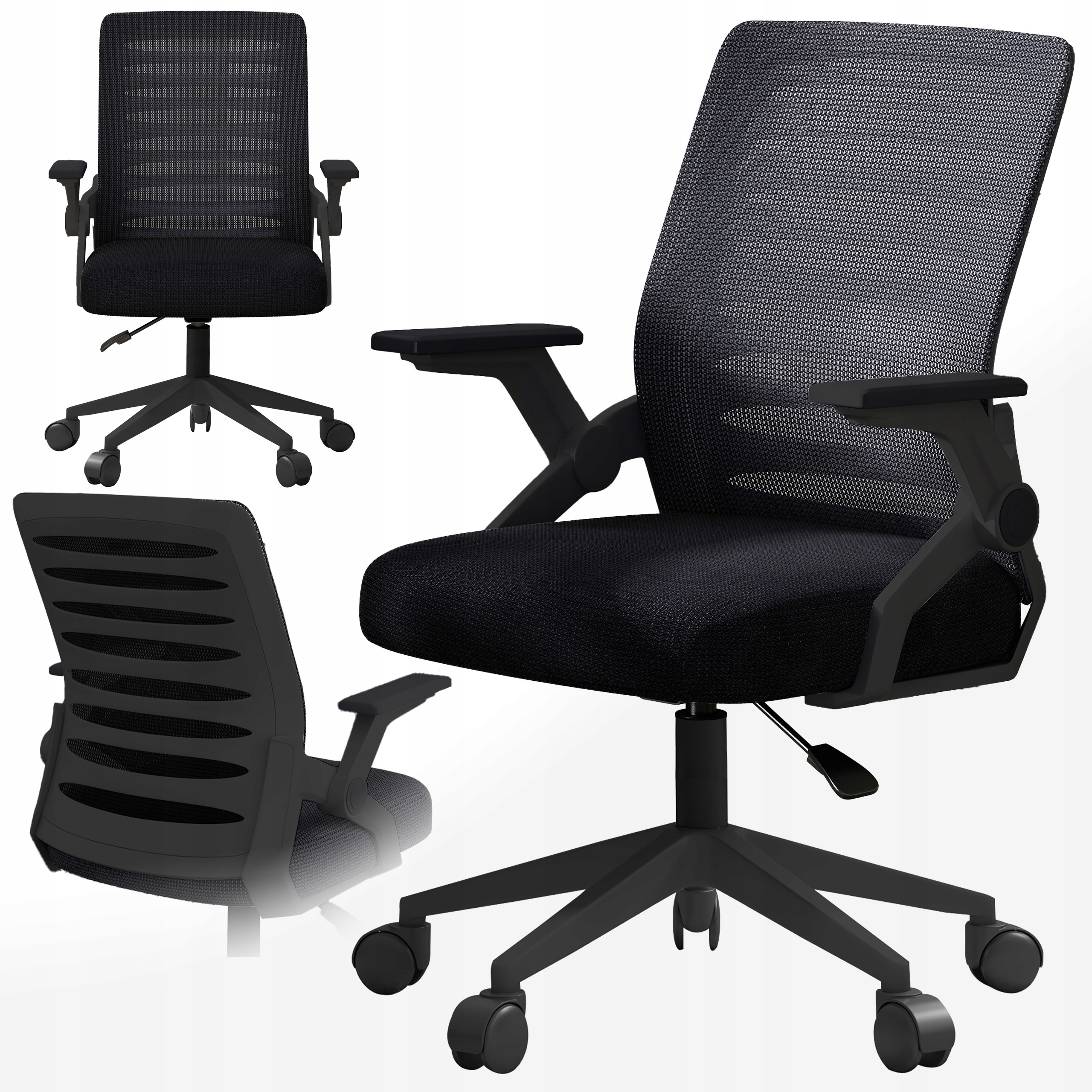 Kancelářská otočná židle pro práci nastavitelná, látková, černá