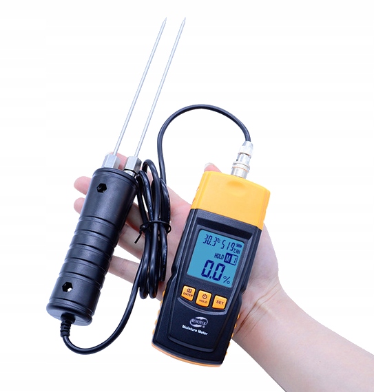WILGOTNOŚCIOMIERZ MIERNIK WILGOTNOŚCI DREWNA Z SONDĄ ZEWNĘTRZNĄ I WBUDOWANĄ Rozdzielczość 0.1%