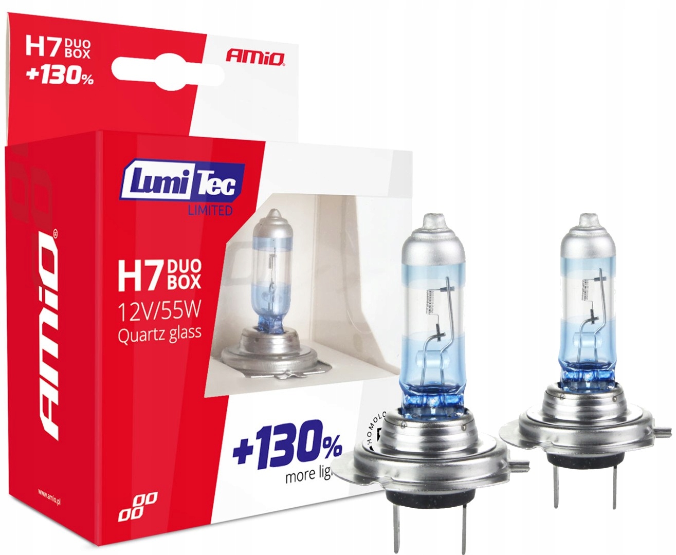 

Żarówki H7 Amio LumiTec Limited +130% 12V 55W Duo