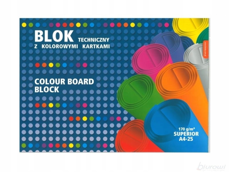 

Blok techniczny A4, kolorowy, 25 kart Kreska