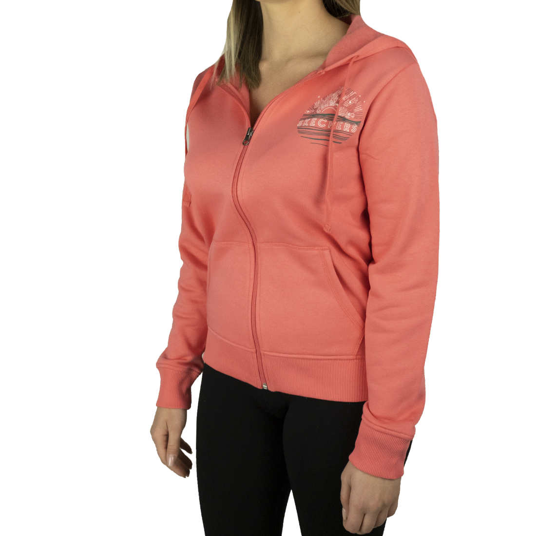 Damska Bluza z kapturem Skechers Full Zip Hoodie WJA267-CRL r. XS Rękaw długi rękaw