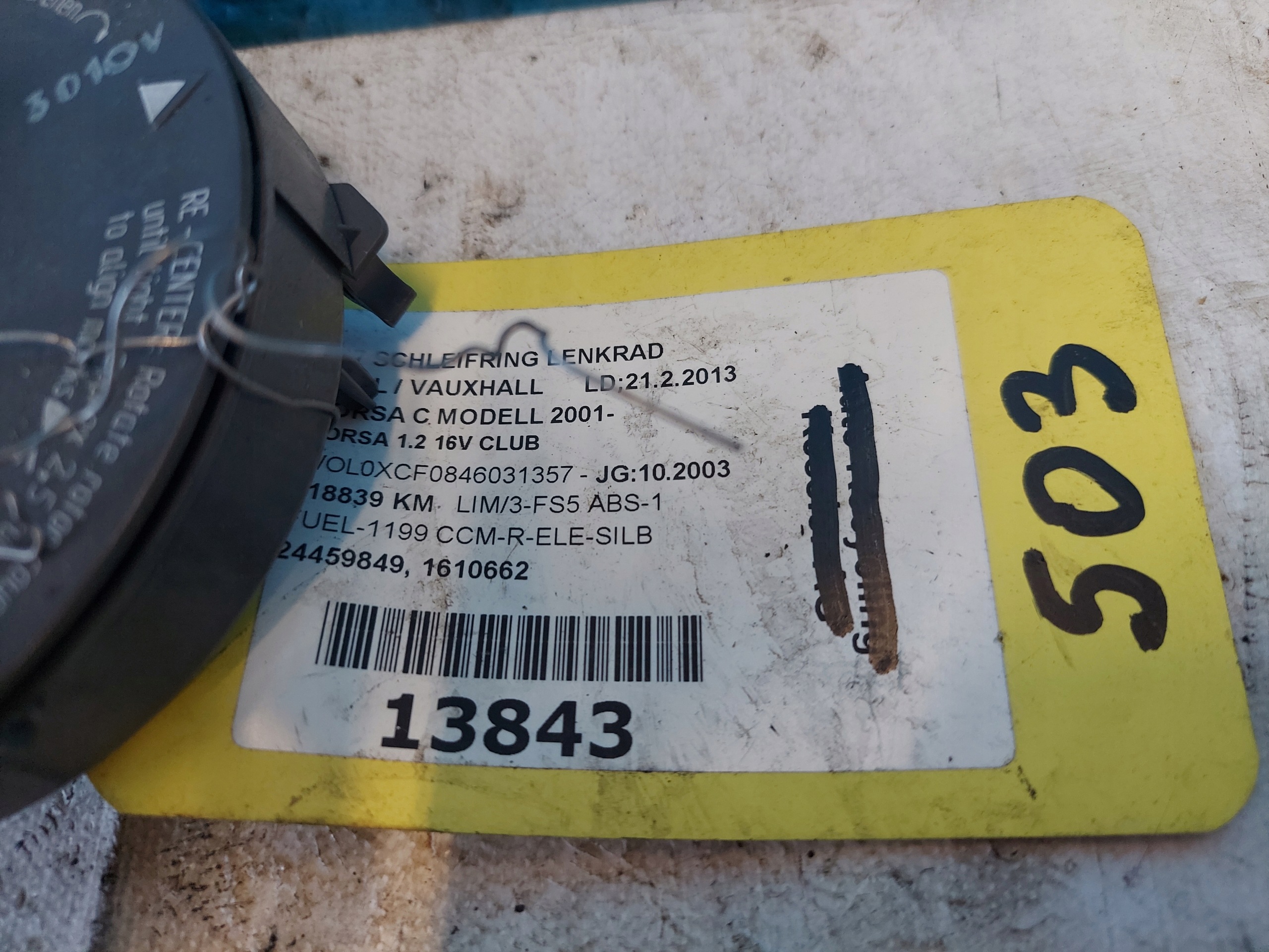 ring airbag CORSA C MERIVA A 1610662