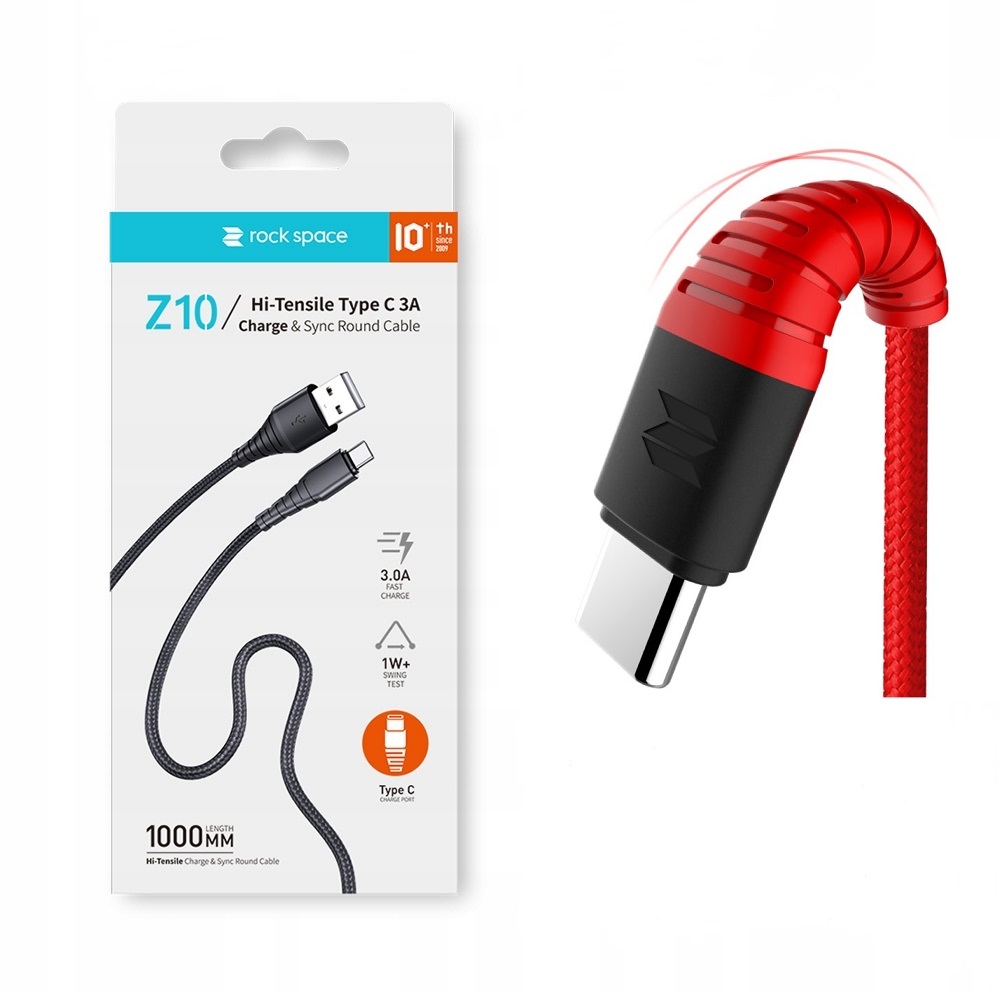 

Rock Mocny Kabel Usb-c Samsung Xiaomi Huawei Qc 3A