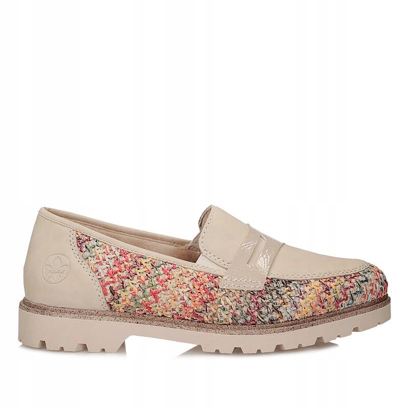 Módní lehké a pohodlné dámské mokasíny Rieker 45562-90 béžové
