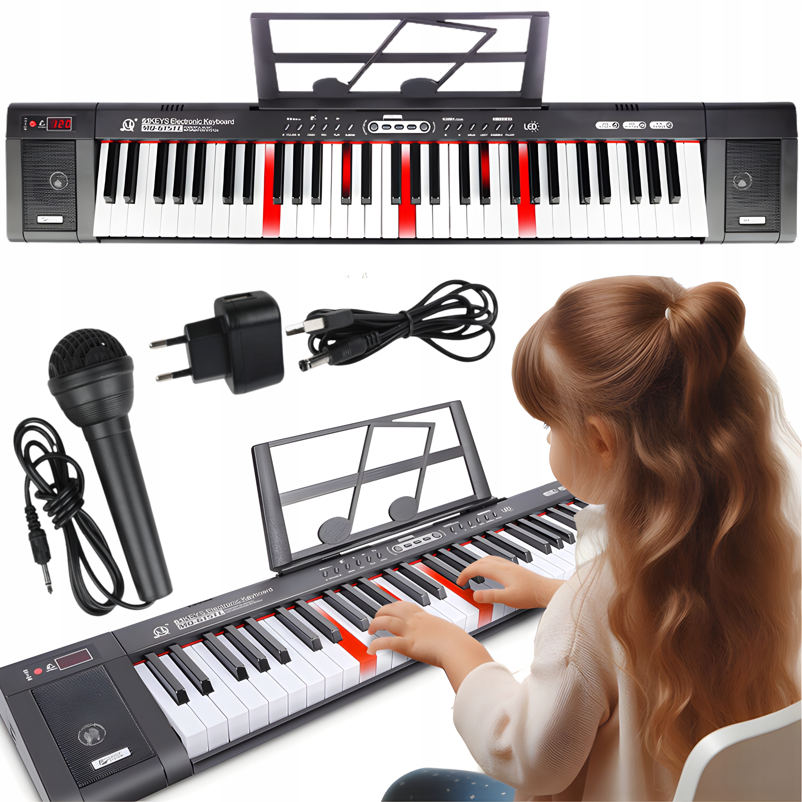 Velké Klávesy, Klavír, Podsvícené Led Klávesy Pro Výuku, 61 Kláves