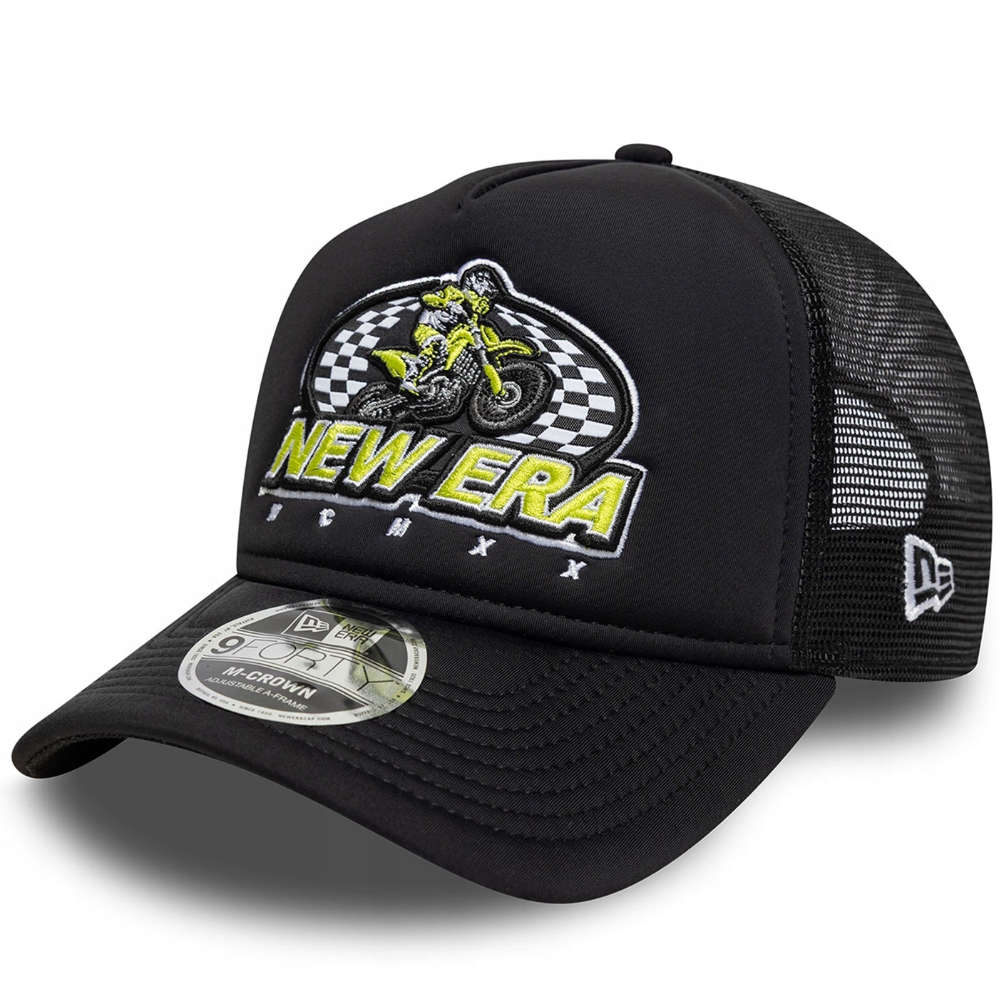 Kšiltovka New Era pro muže, dámský trucker s vyšívaným logem, černá