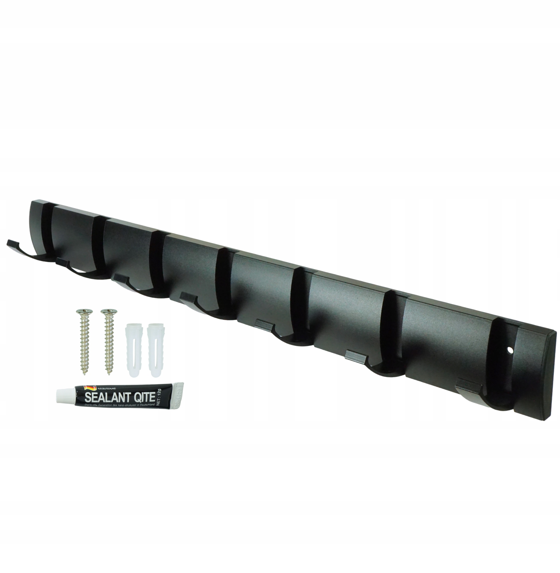 Věšák se 7 skládacími úchyty, háček, barva černá, šroubovací, loft