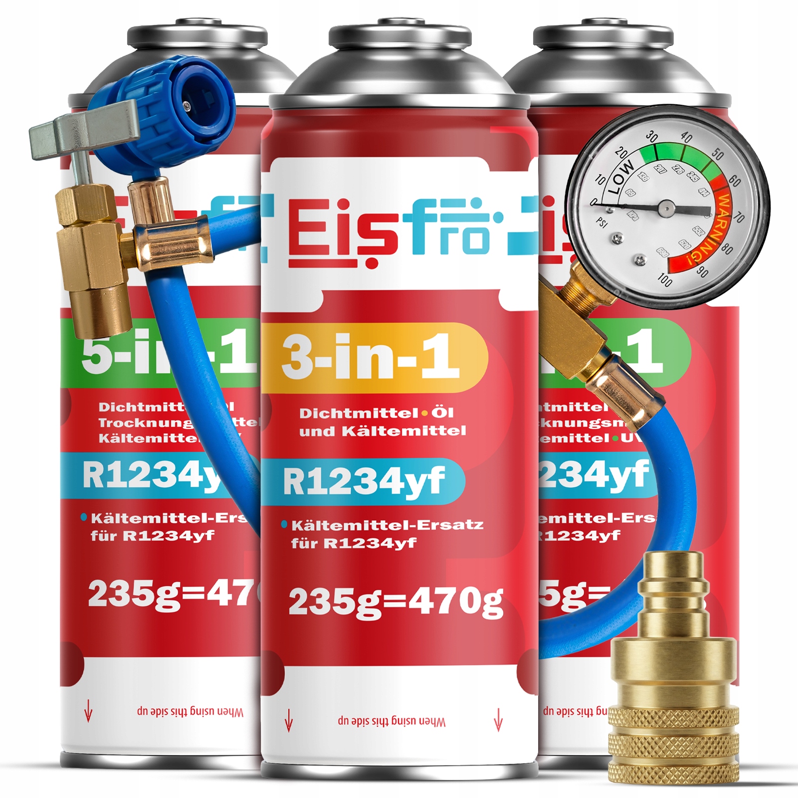 3x Gaz Pre Klimatizáciu R1234yf chladivo 5v1 Kabel Adaptér