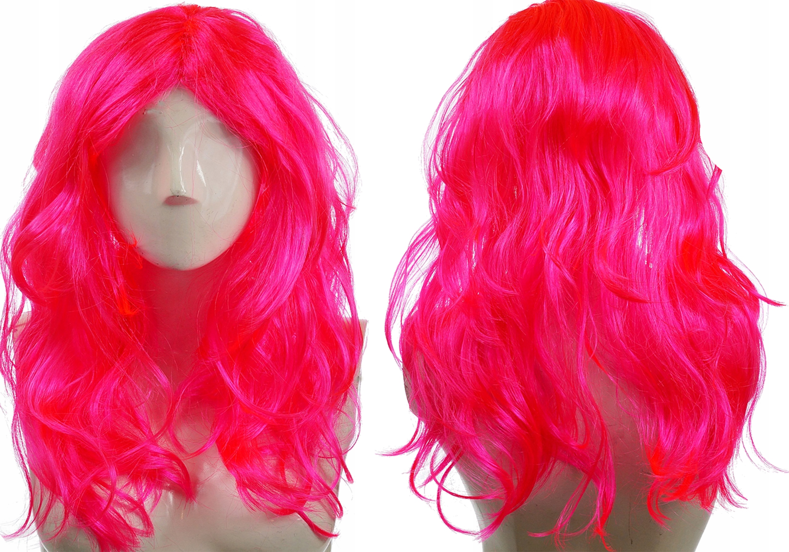 PERUKA NEONOWY OSTRY RÓŻ FALOWANA 45CM E0982 EMAJ Kolor różowy