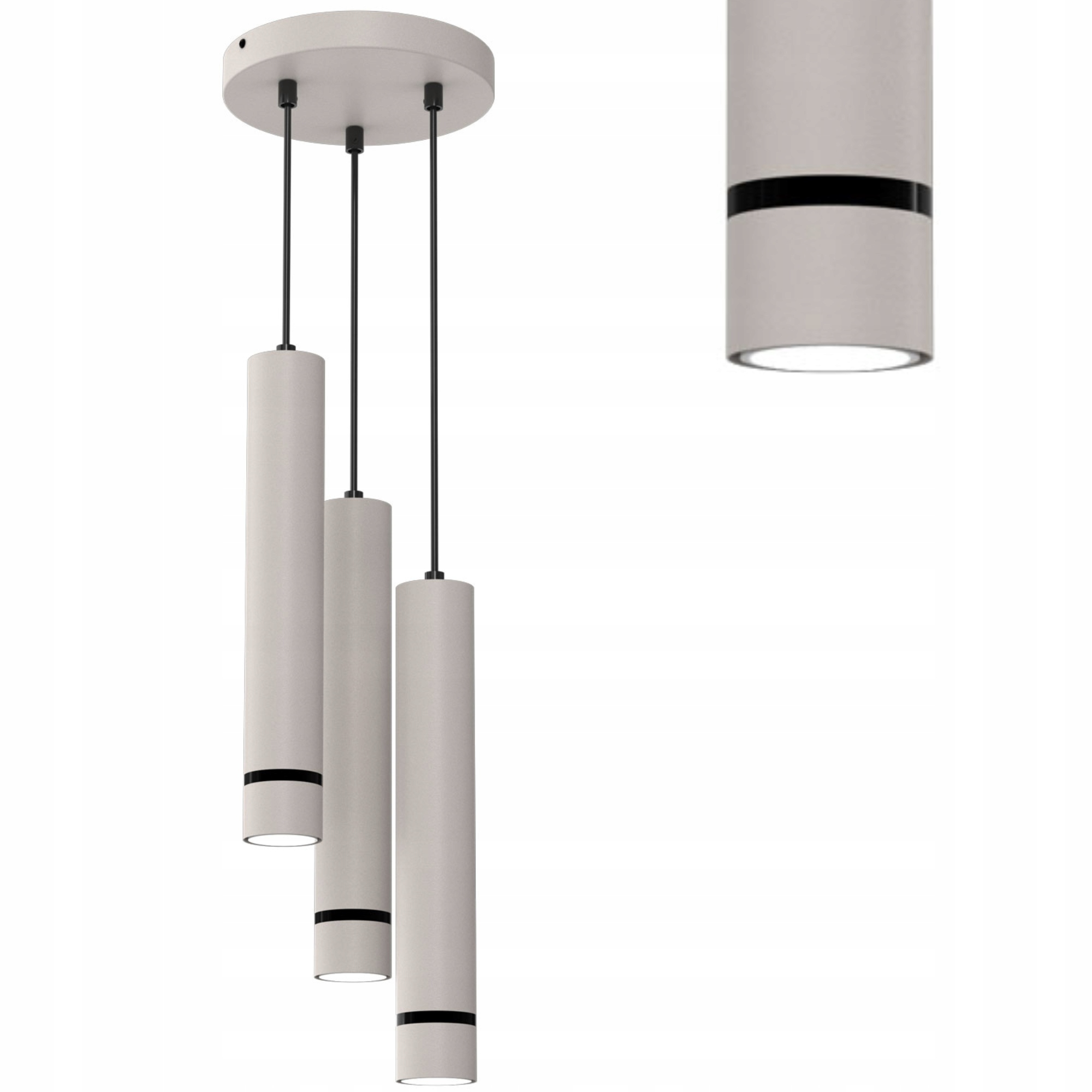 Závěsná Stropní Lampa Tuba Led GU10 Ozdobný Pásek Světlý Kašmír Černý