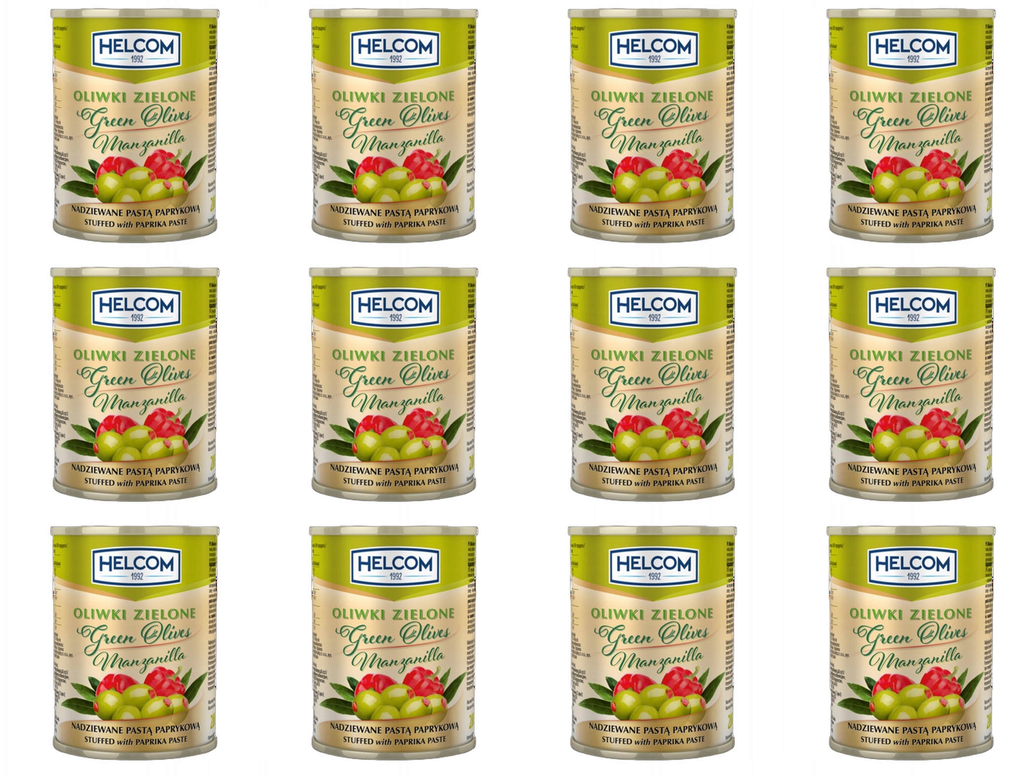 Levně 12 x 300 ml Helcom Zelené olivy plněné paprikou Karton