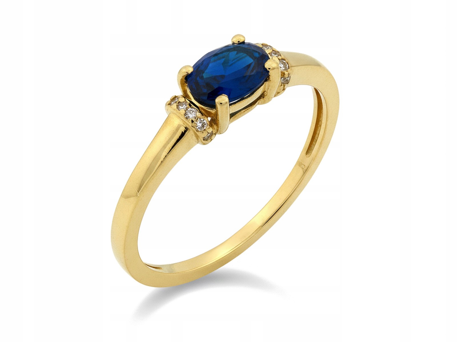 Prstýnek 585 s modrou Oválnou zirkonií 14r jako dárek 1.94 g