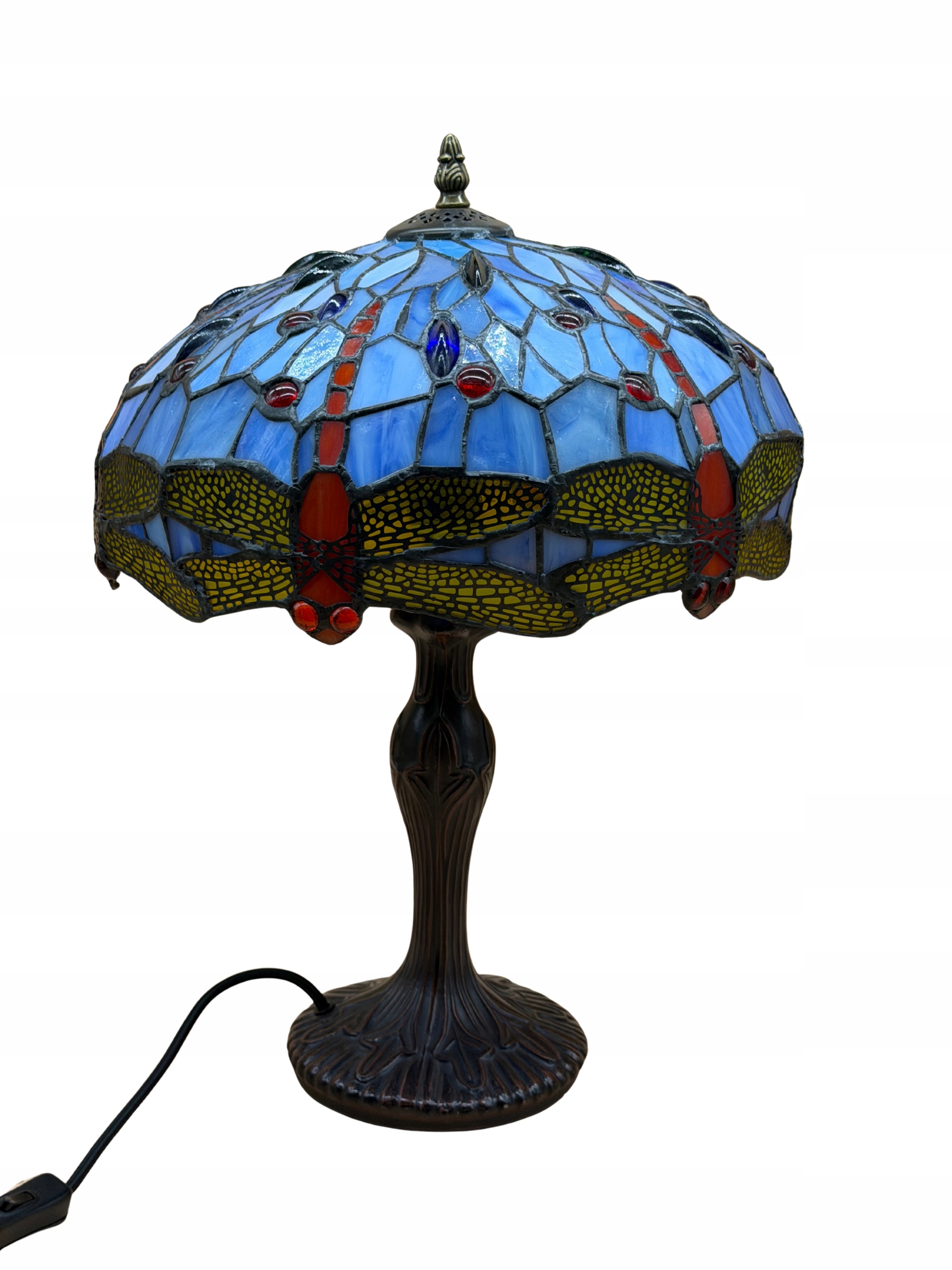 Витражная лампа Тиффани стрекоза белая 52 см