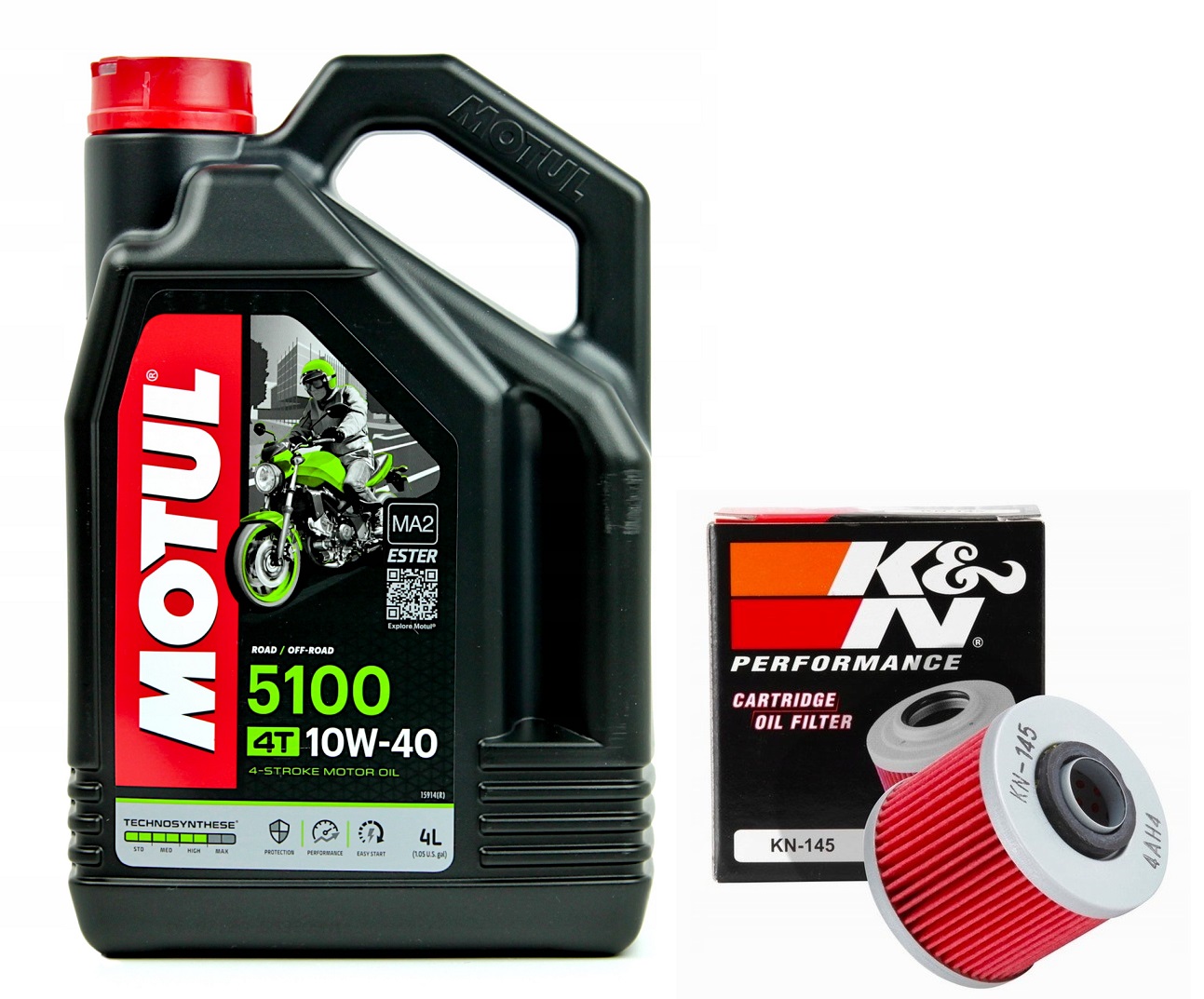 Olej Motul 5100 10W40 4L. Filtr KN-145, Yamaha XT660Z Tenere, 08-16r.