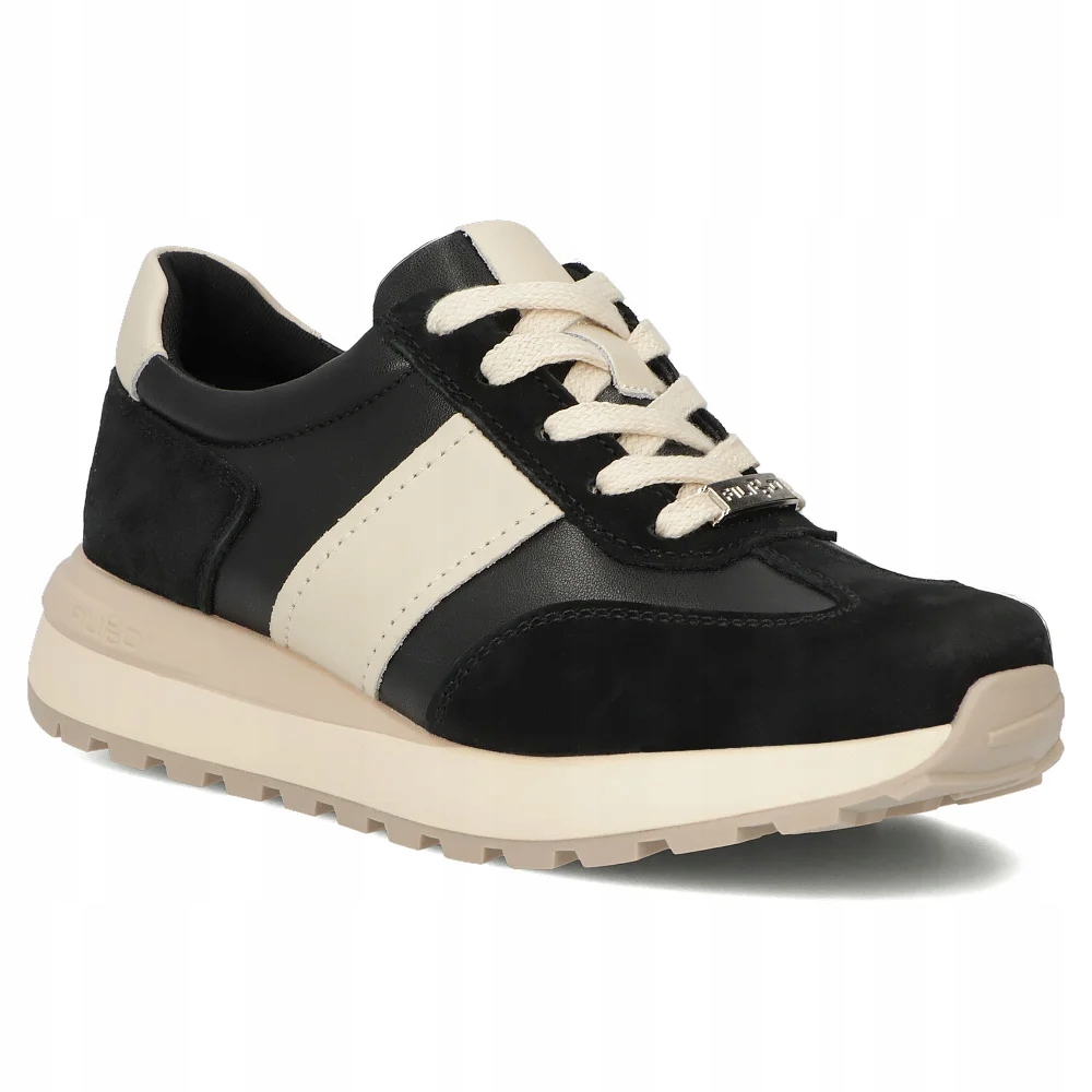 Skórzane sneakersy damskie buty sportowe Filippo na platformie czarne r.38