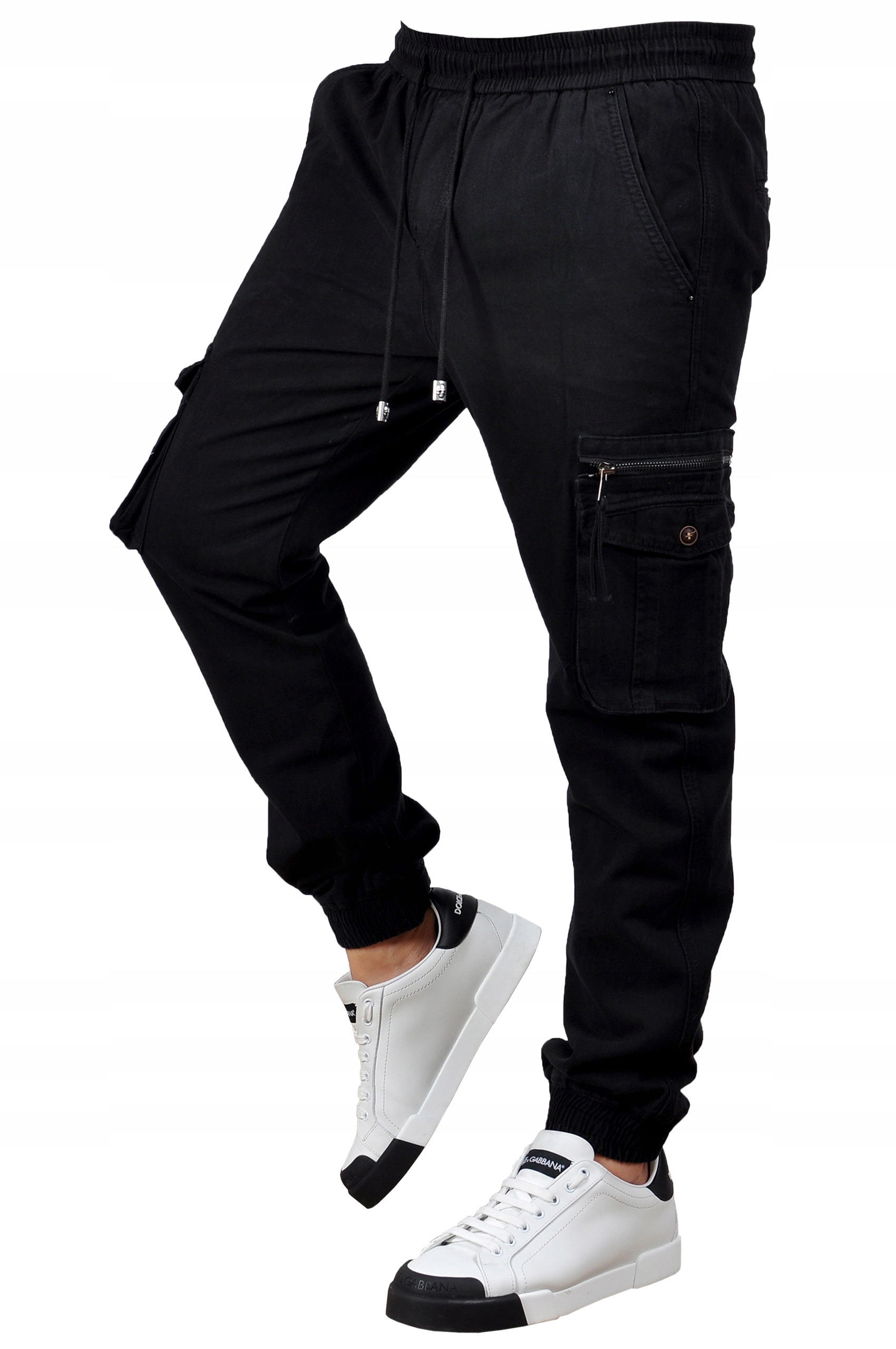 MP0181 roz. M Spodnie ze Ściągaczami JOGGERY BOJÓWKI PREMIUM 100% BAWEŁNA Rozmiar M