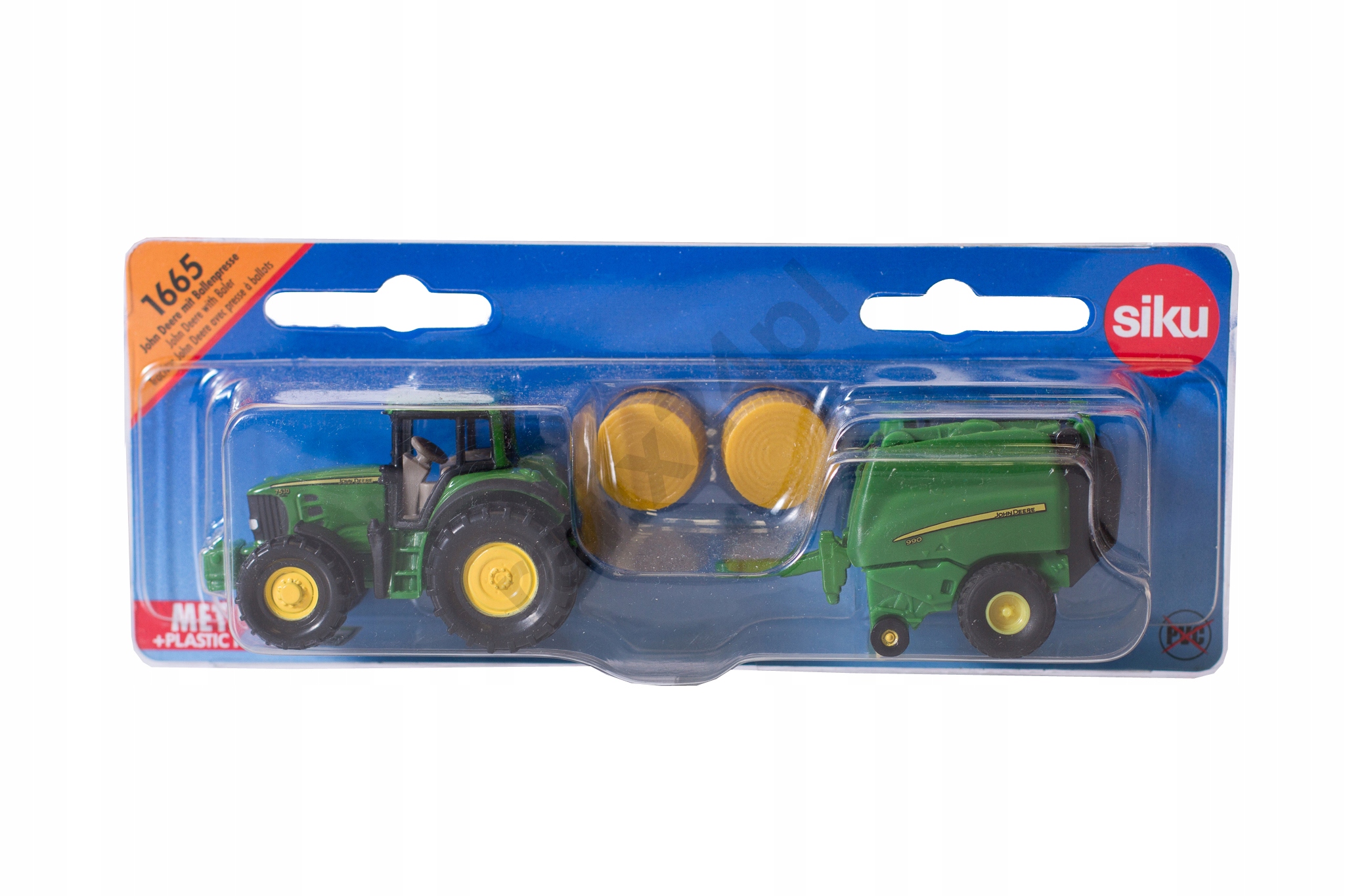 

1665-SIKU Metal Traktor John Deere Z Prasą 3+