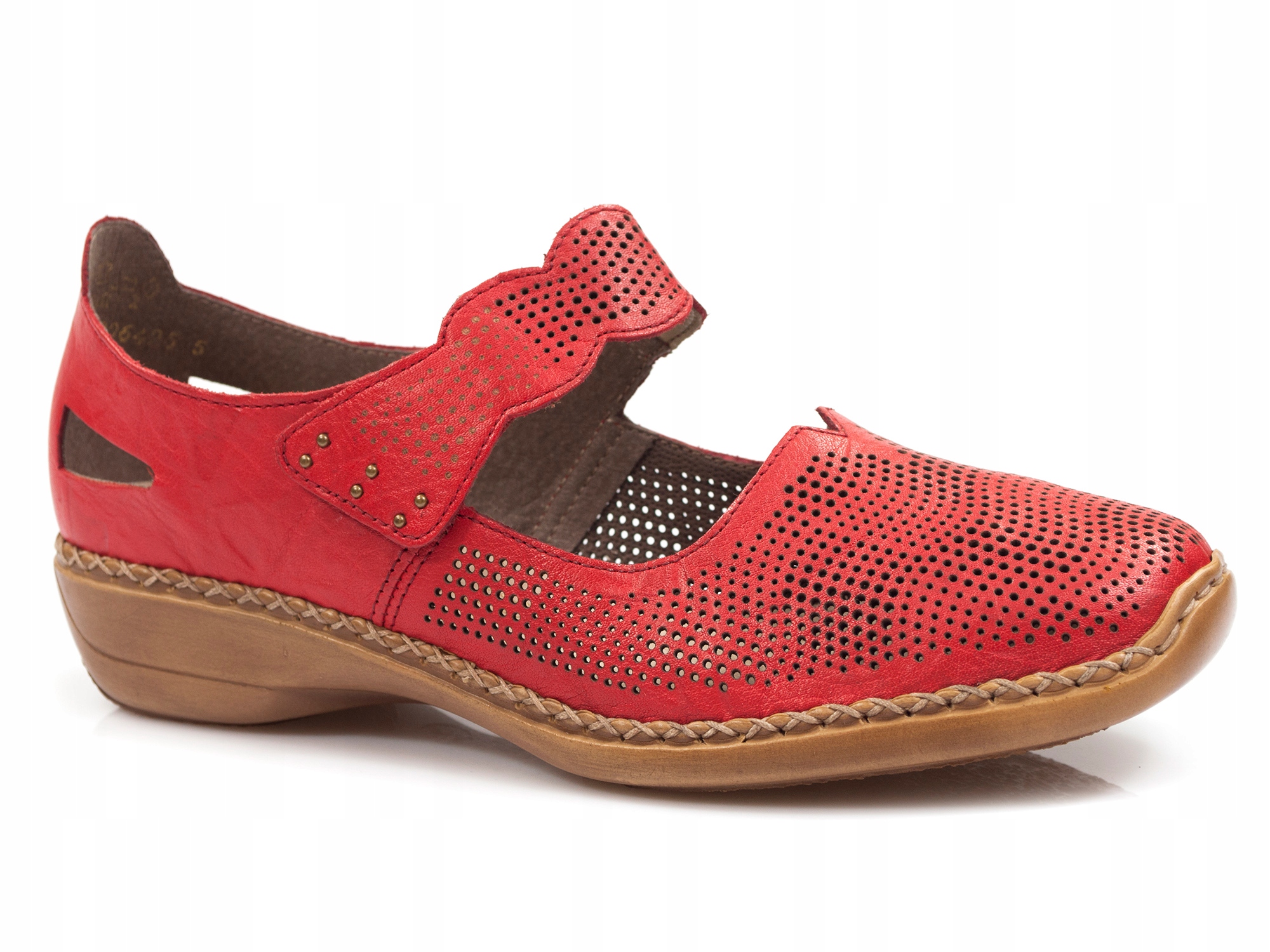 

ażurowe półbuty damskie Rieker skórzane sandały