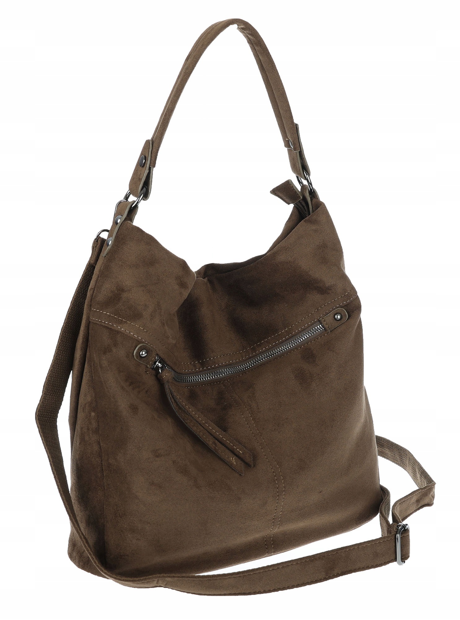 Dámská shopper kabelka semišová taška přes rameno do ruky lehká PB40 Zelená