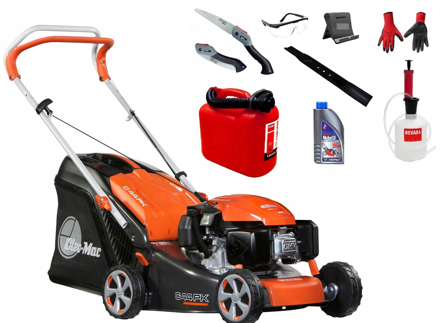 Kosiarka spalinowa z koszem Oleo-Mac G44PK Comfort 70l 41cm Zestaw Dodatków