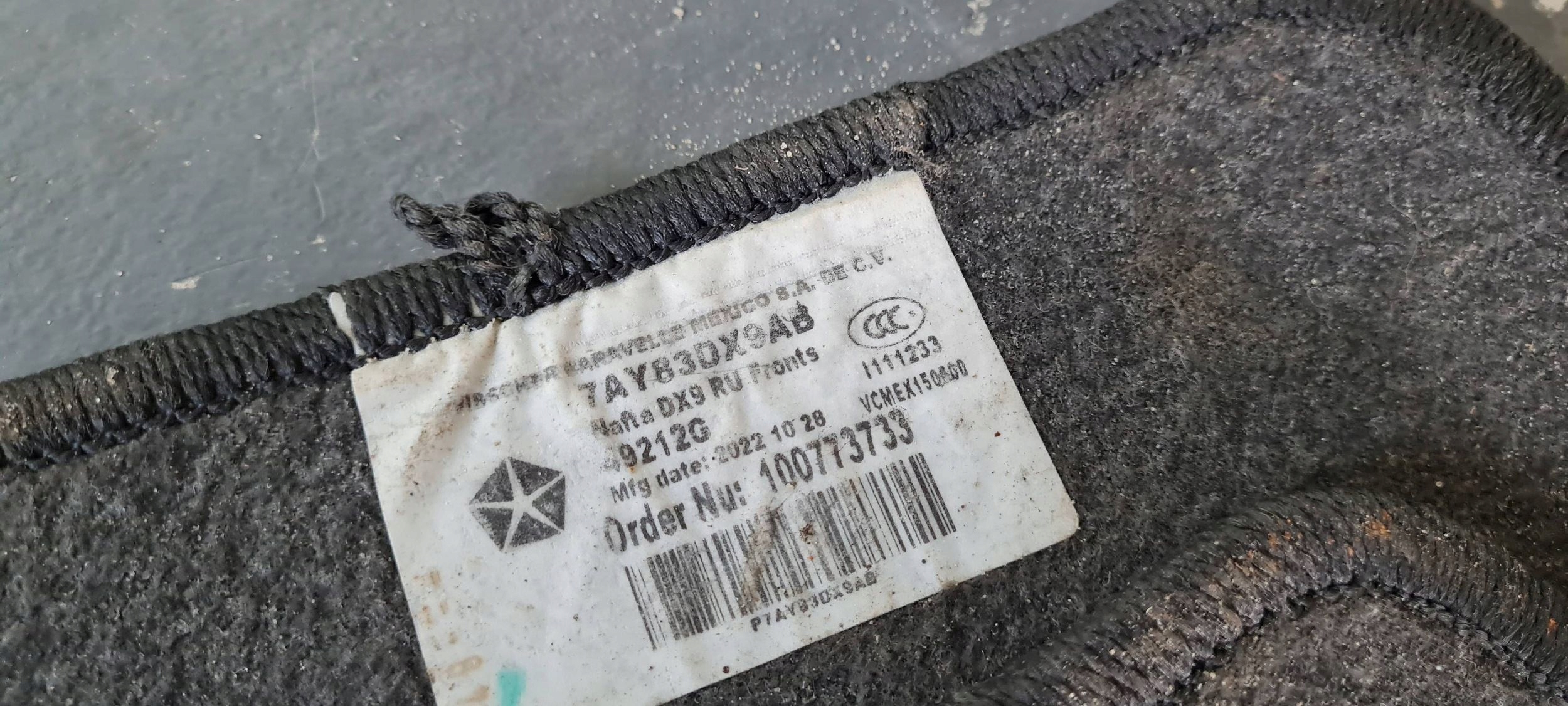 Chrysler Pacifica 2022 car carpet mats front rear part MATERIAL ORG