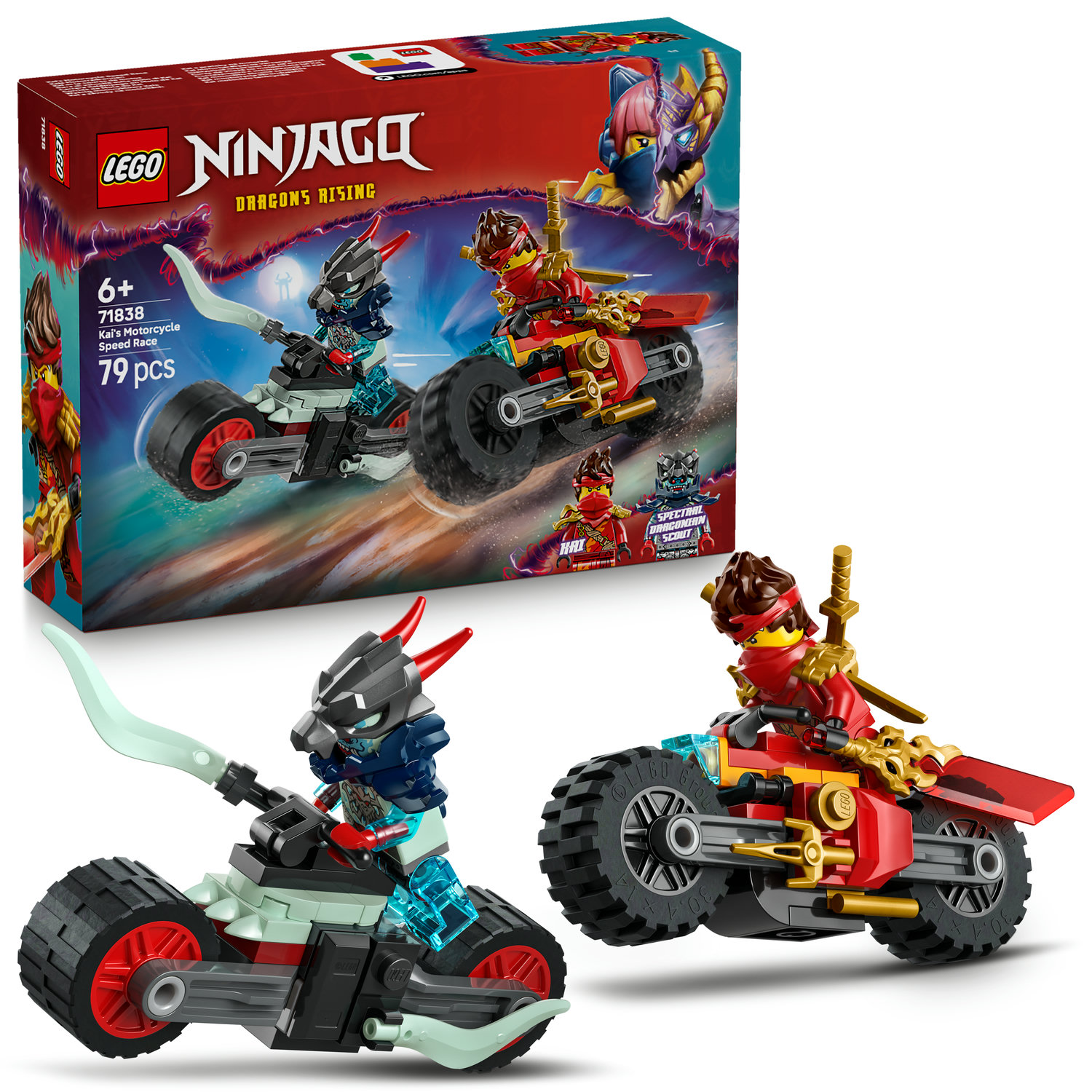 Lego Ninjago 71838 Kai i wyścigi motocyklowe Mech w zbroi Zane’a 71827