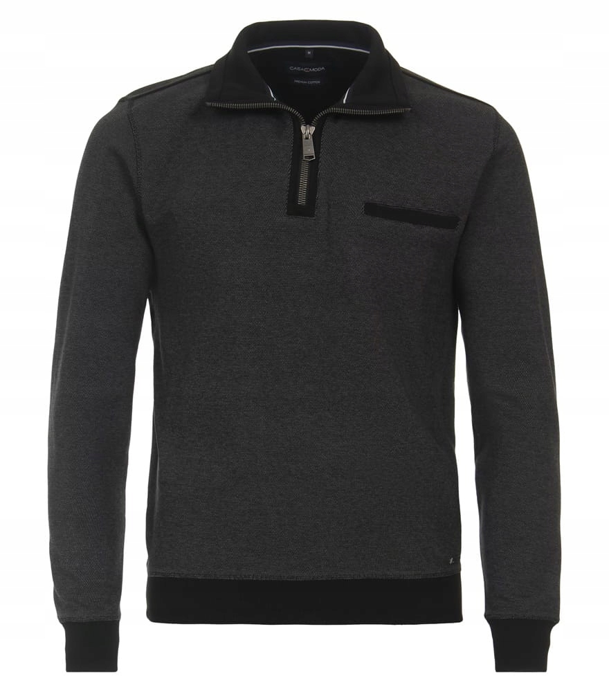 Pánská Mikina Elegantní se zipem Antracitová Casamoda Velké velikosti 3XL