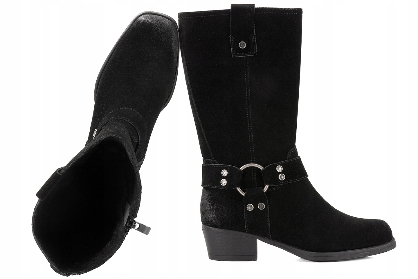 Sergio Leone KZ265-S Kozačky Vysoké Kovbojské Boty Na Podpatku Semišová Kůže 38