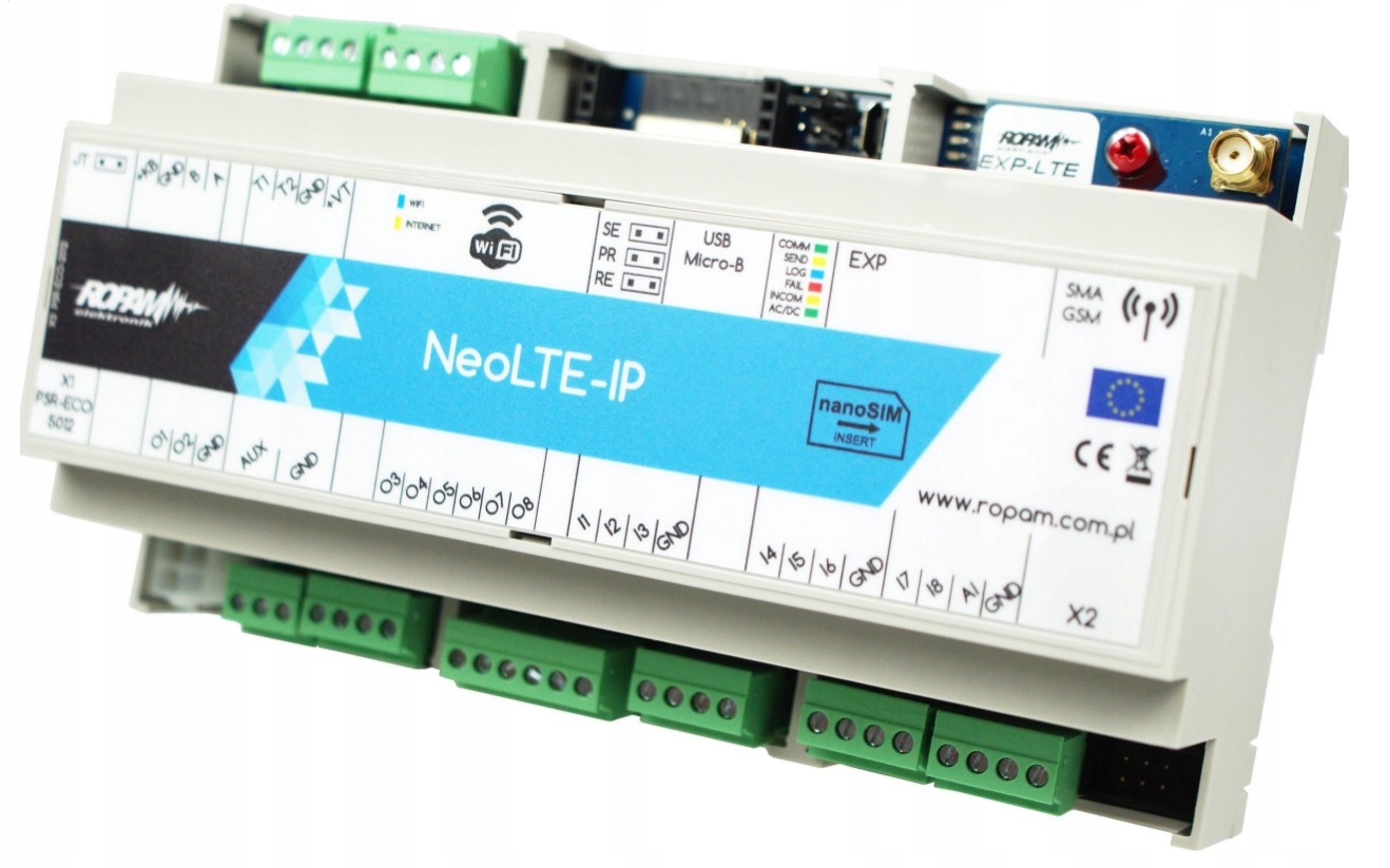 Alarmová jednotka s Lte/ip, Wi-Fi, 12V DC, puzdro DIN-9M Ropam