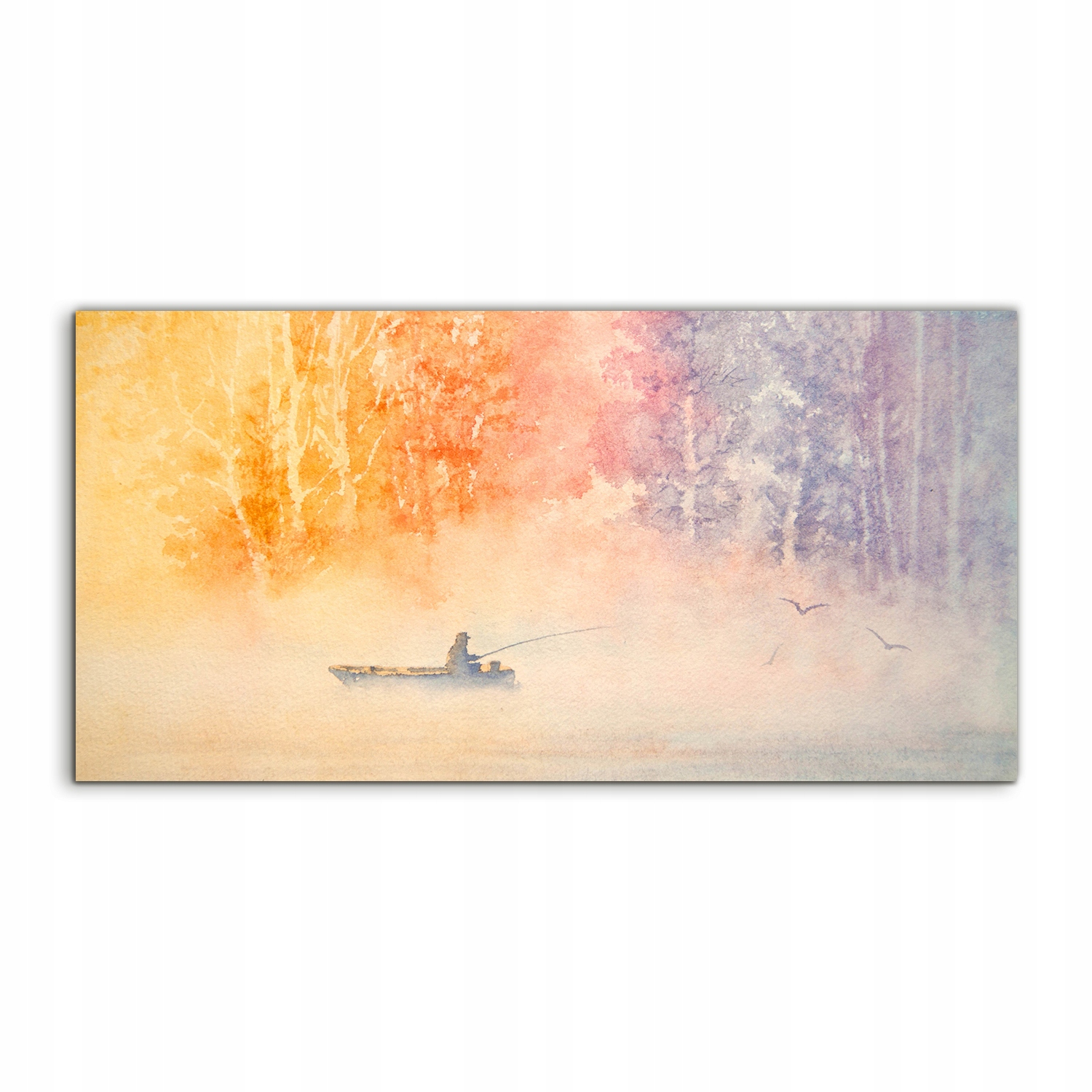 Akrylový obraz 120x60 na zeď Akvarely Rybář Loď