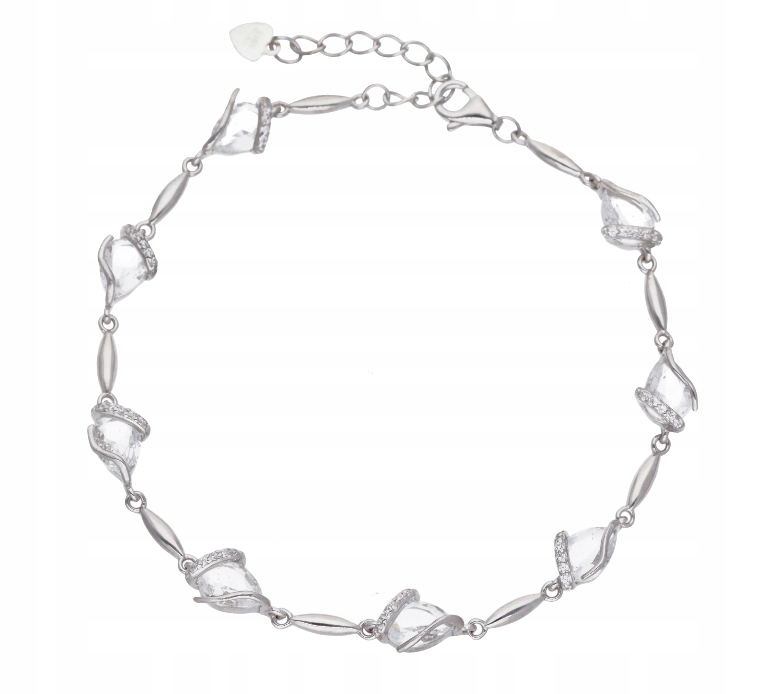 Stříbrný náramek z bílého zirkon IM1504BR