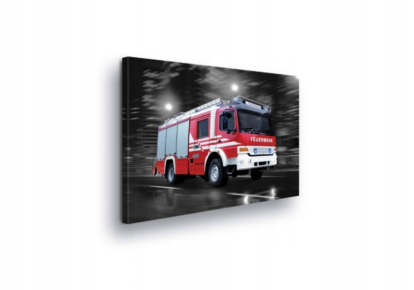Obraz 100x75 Hasičský vůz hasiči rychlost pohyb noc město hrdinství akce