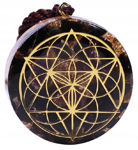 Piękny Naszyjnik Z Żywicy Orgonit Obsydian Ametyst Czakry