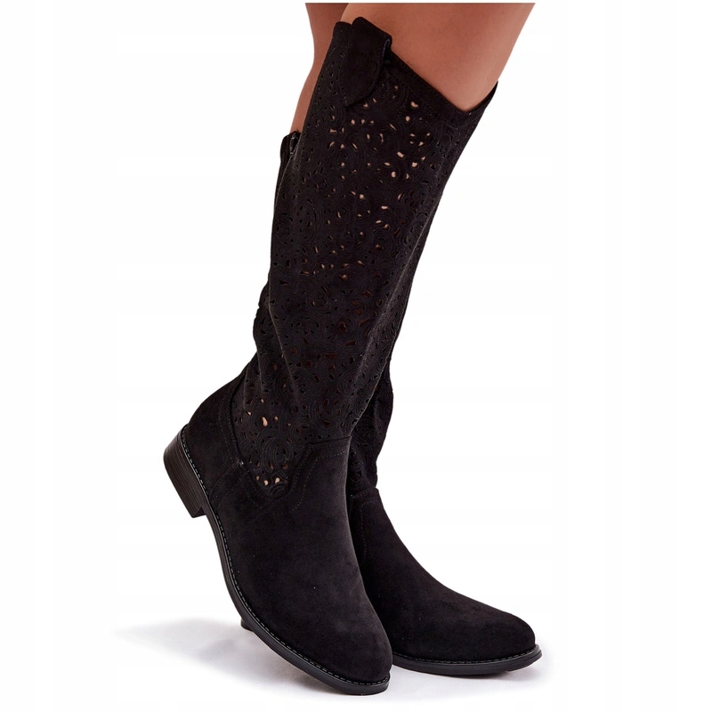 Dámské Kozačky S Plochým Podpatkem A Plochým Zipem S.barski HY61-8023 Černé 37