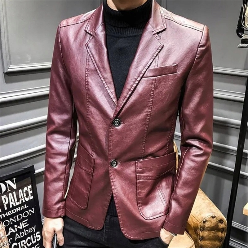 MODNA MĘSKA SKÓRZANA MARYNARKA DO JEANSÓW CASUAL Marka bez marki