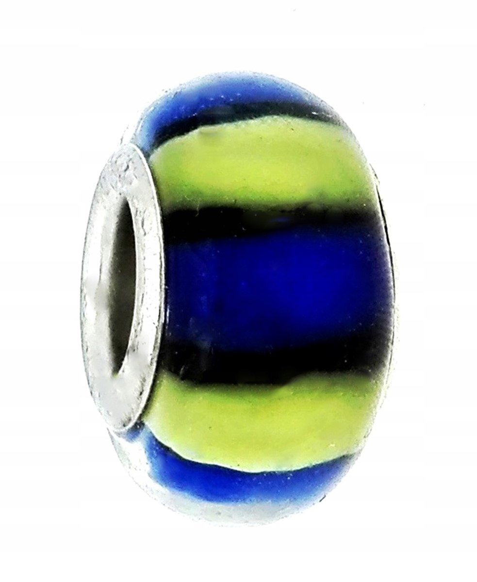 

Zawieszka beads - szafirowa w czarne i żółte pasy