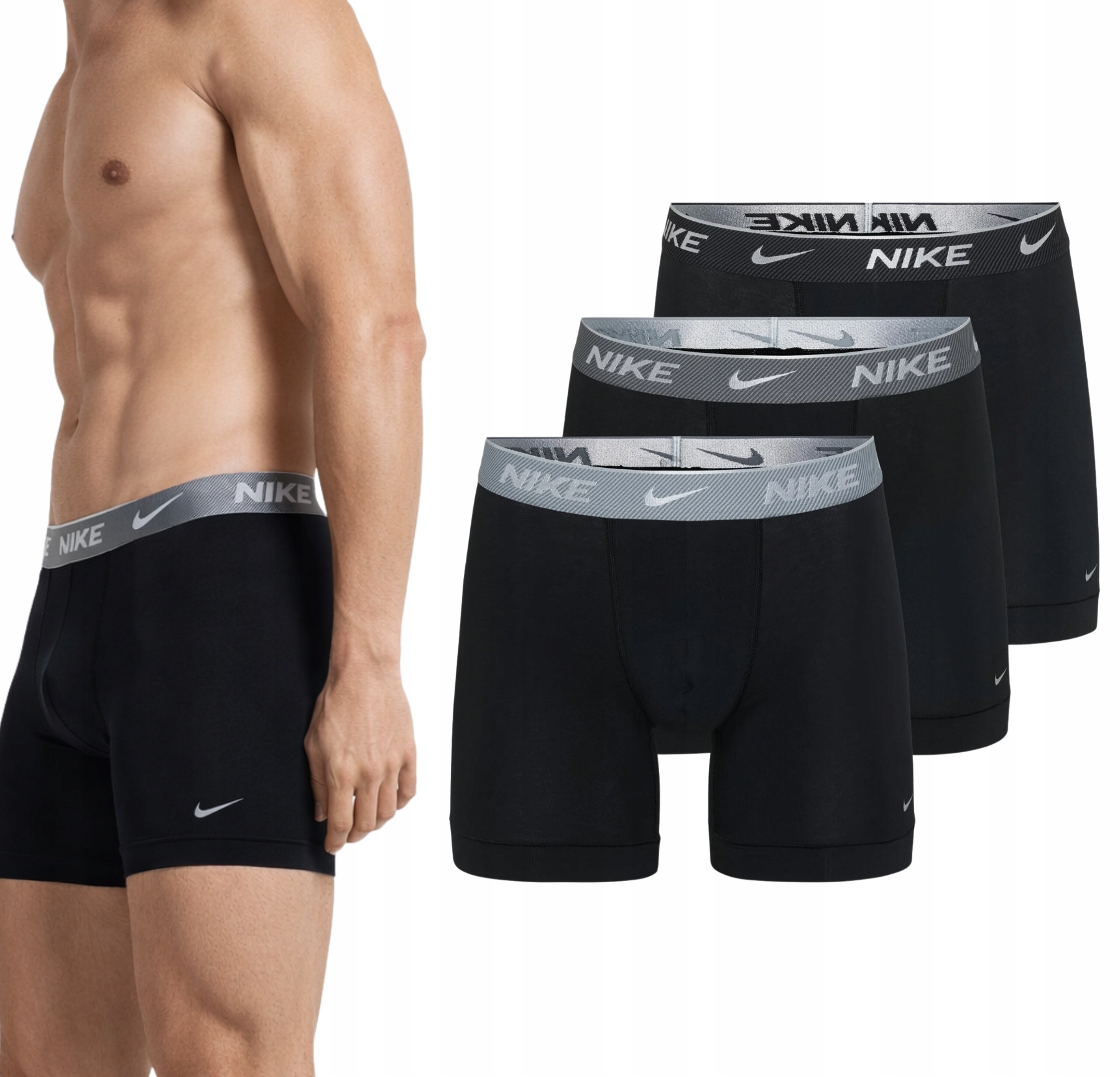Boxerky Slipy Spodní prádlo Nike Everyday Cotton Trunk Boxer Černé 3PAK S