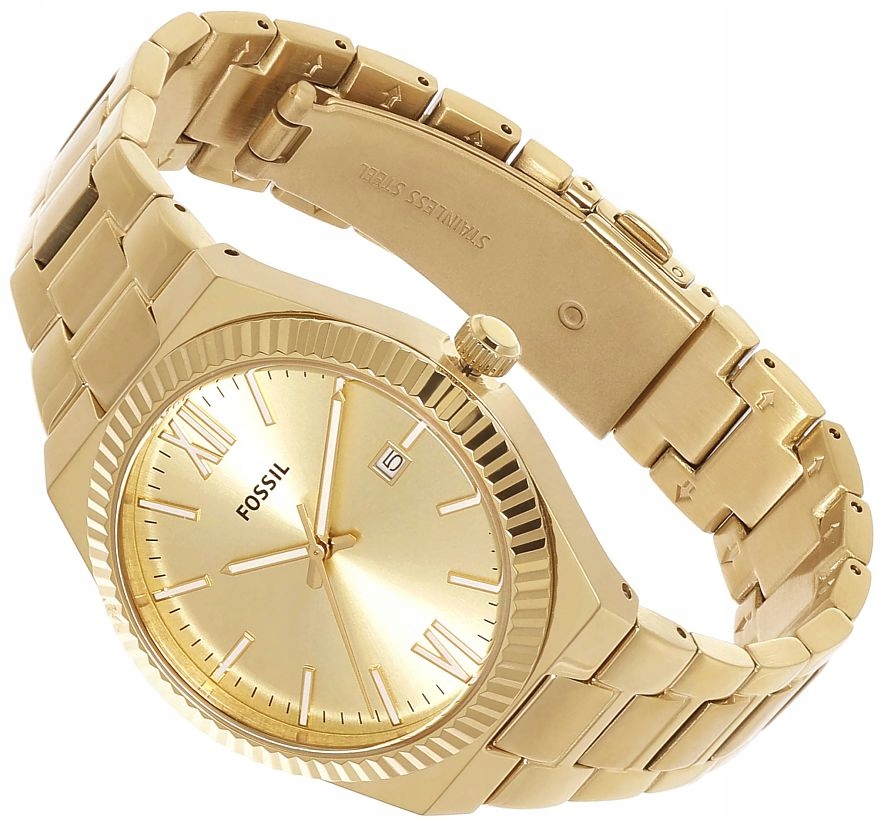 Zlaté Dámské Hodinky Fossil ES5299 Elegantní Ocelové S Datumovkou Krabička