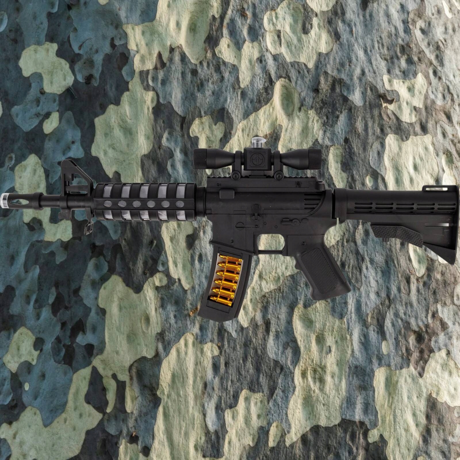 KARABIN DLA DZIECI EFEKTY ŚWIETLNE DŹWIĘK DŁUGI 37CM IMITACJA BRONI ZABAWKA Materiał plastik