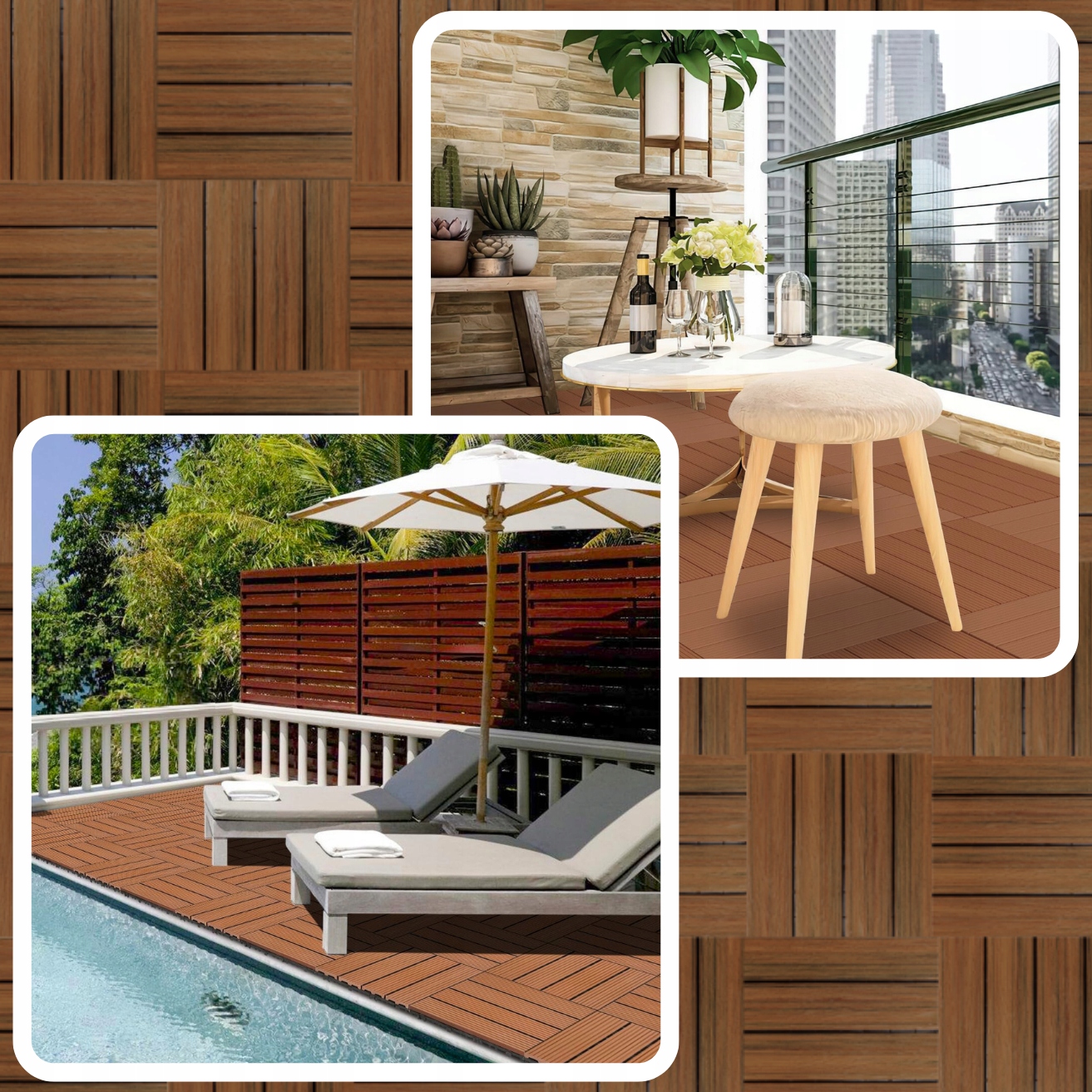 PODEST TARASOWY KOMPOZYTOWY PODŁOGA NA TARAS DREWNO BRĄZOWE 30x30x2,5cm Szerokość 0.3 m